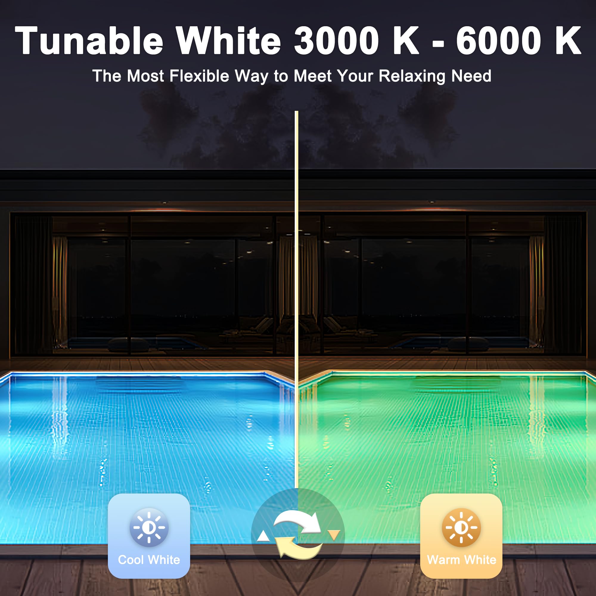LyLmLe Mini Proiettore LED Piscina con Filettatura 1" 1/2, 6W Lampade Piscina Bianco Selezionabile 3000K & 6000K, Ø49mm, 12V AC IP68 Impermeabile Subacquee Luci per Piscinas Cemento SPA Gradini