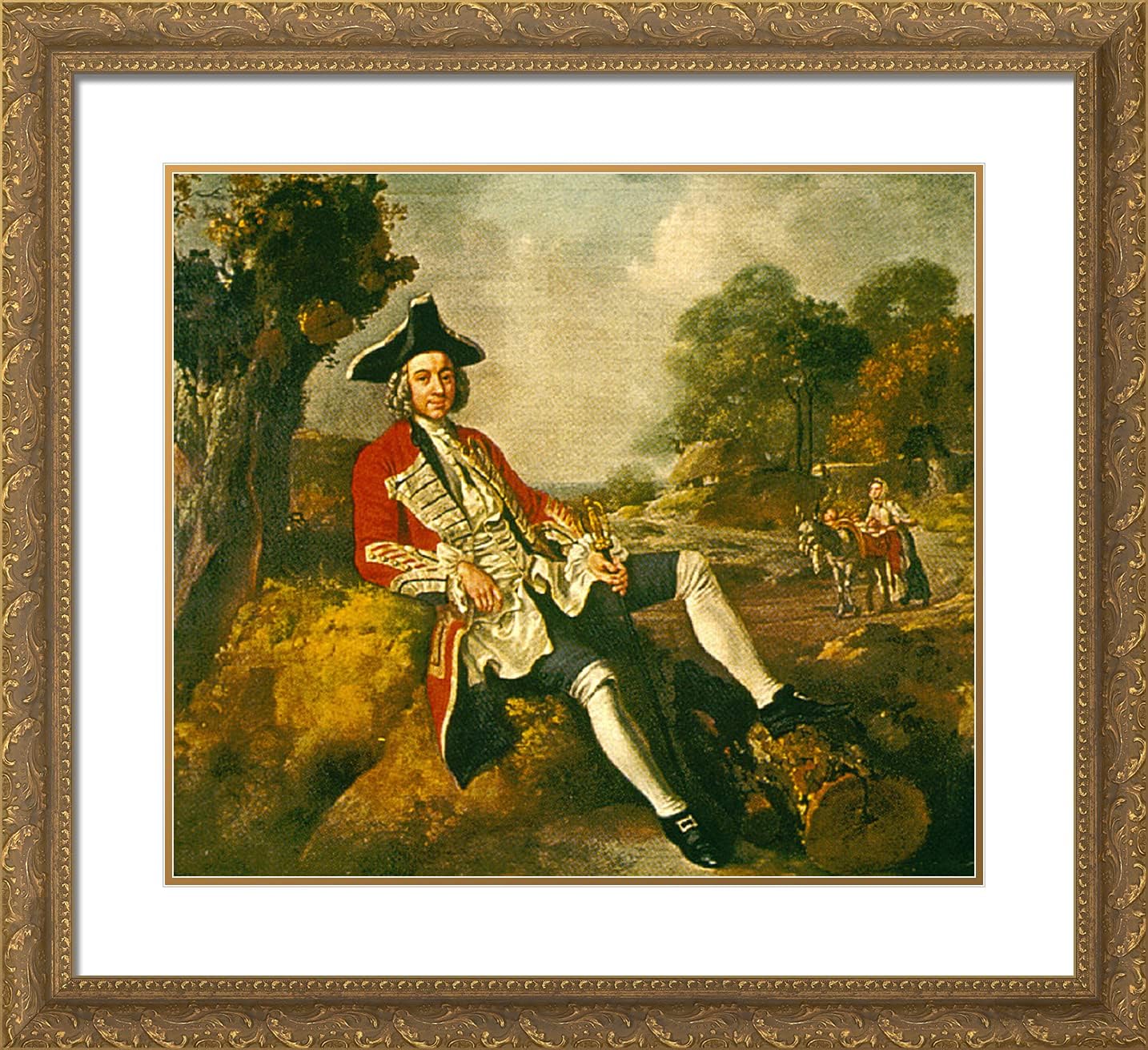 ArtDirect Gainsborough, Thomas 22x20 Gold Ornate Framed Art Print with Double Matting Titled: Portrait of a Gentleman