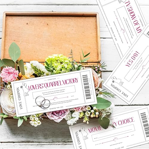 Miniatura 3 de Zonon 20 tarjetas de cupón de amor para el día de San Valentín para pareja dulce, marido, esposa, novio o novia, regalo romántico para boda,