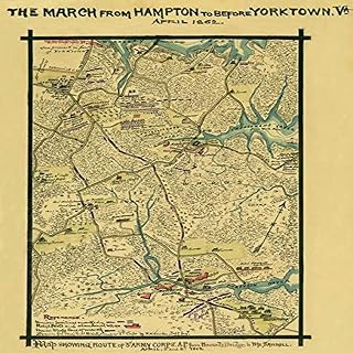 March from Hampton to before Yorktown Va April 1862 Map showing route of 3rd Army Corps AP from Howards Bridge to the sawmill April 5 and 6th 1862 Isle of Wight County Va showing headquarters camps o