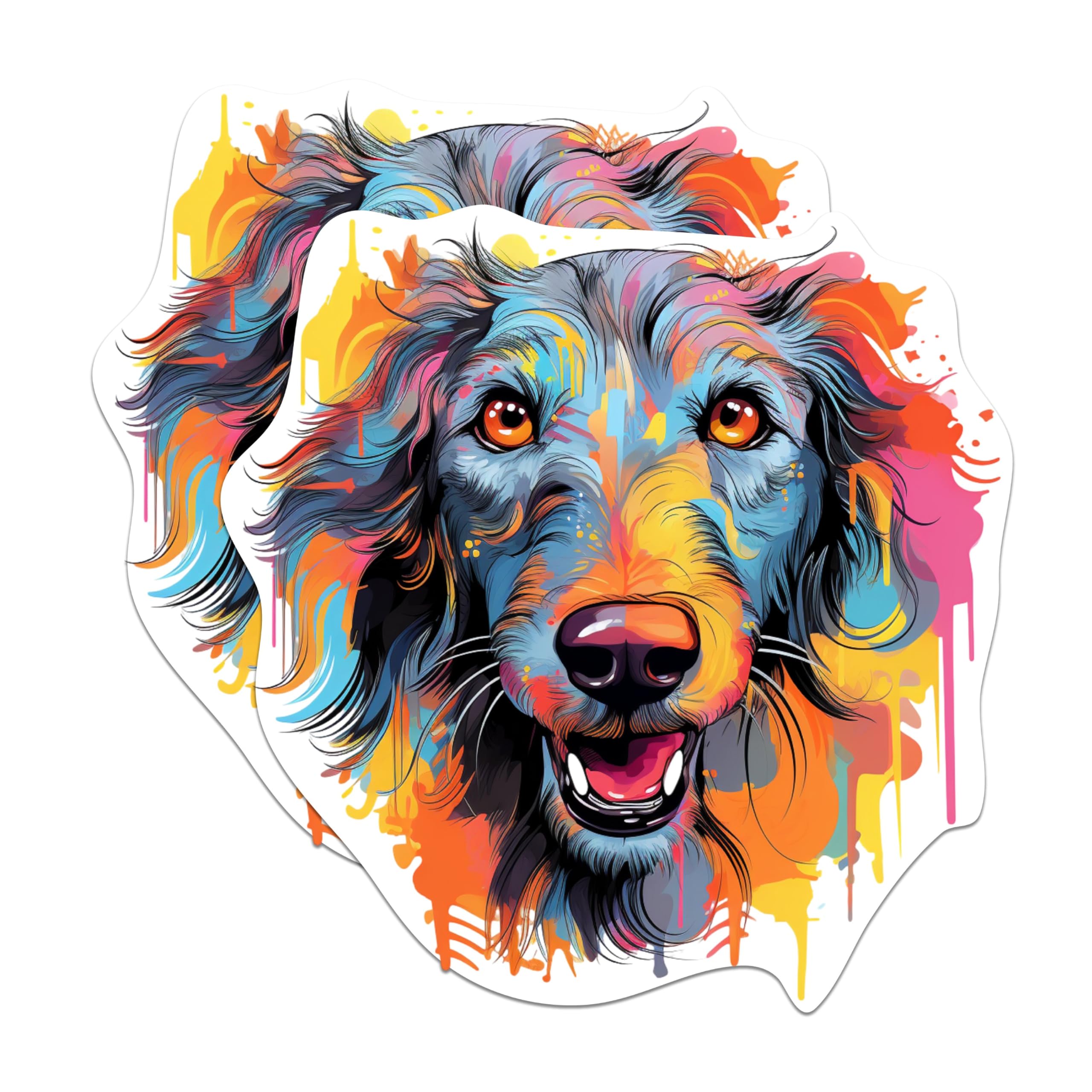(2 Pack) Scottish Deerhound Dog Breed Stickers - 5 Inches On Longest Side - Choose from Over 100 Dog Breeds - for Cars, Trucks, Skateboards, Laptops - Made in USA - BMCS1942
