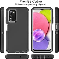 Vista 4 de Funda para teléfono Samsung Galaxy A03S, Galaxy A03S con 2 piezas de película nano a prueba de explosiones, 3 en 1, funda resistente a prueba