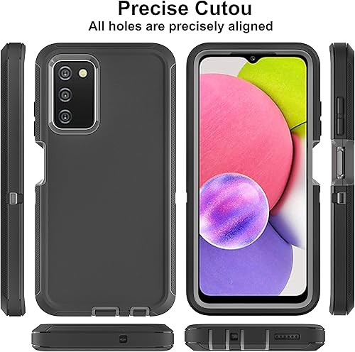 Miniatura 4 de Funda para teléfono Samsung Galaxy A03S, Galaxy A03S con 2 piezas de película nano a prueba de explosiones, 3 en 1, funda resistente a prueba de