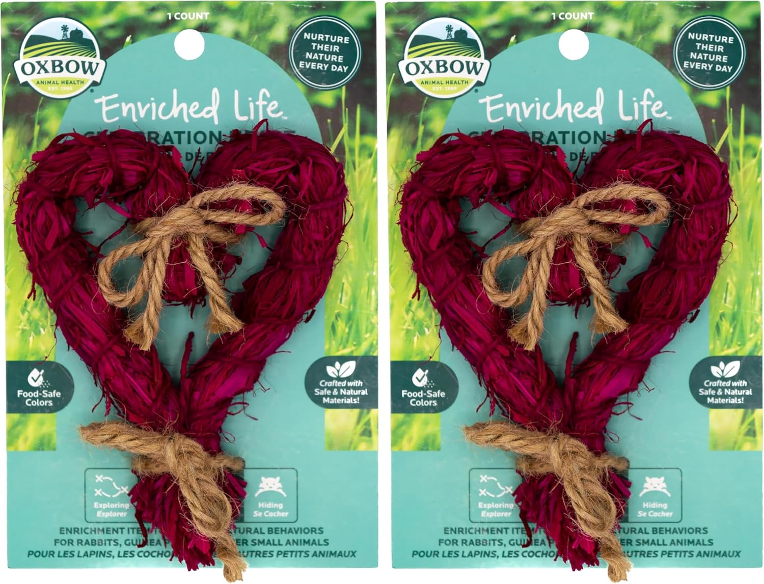 Oxbow Enriched Life Celebration Heart, Rabbit & Guinea Pig Toy, Small Animal Enrichment Chew Toy for Bunny, Chinchilla, Hamster, Rat, Safe Cage Accessories & Habitat Play Essentials, 1 Count