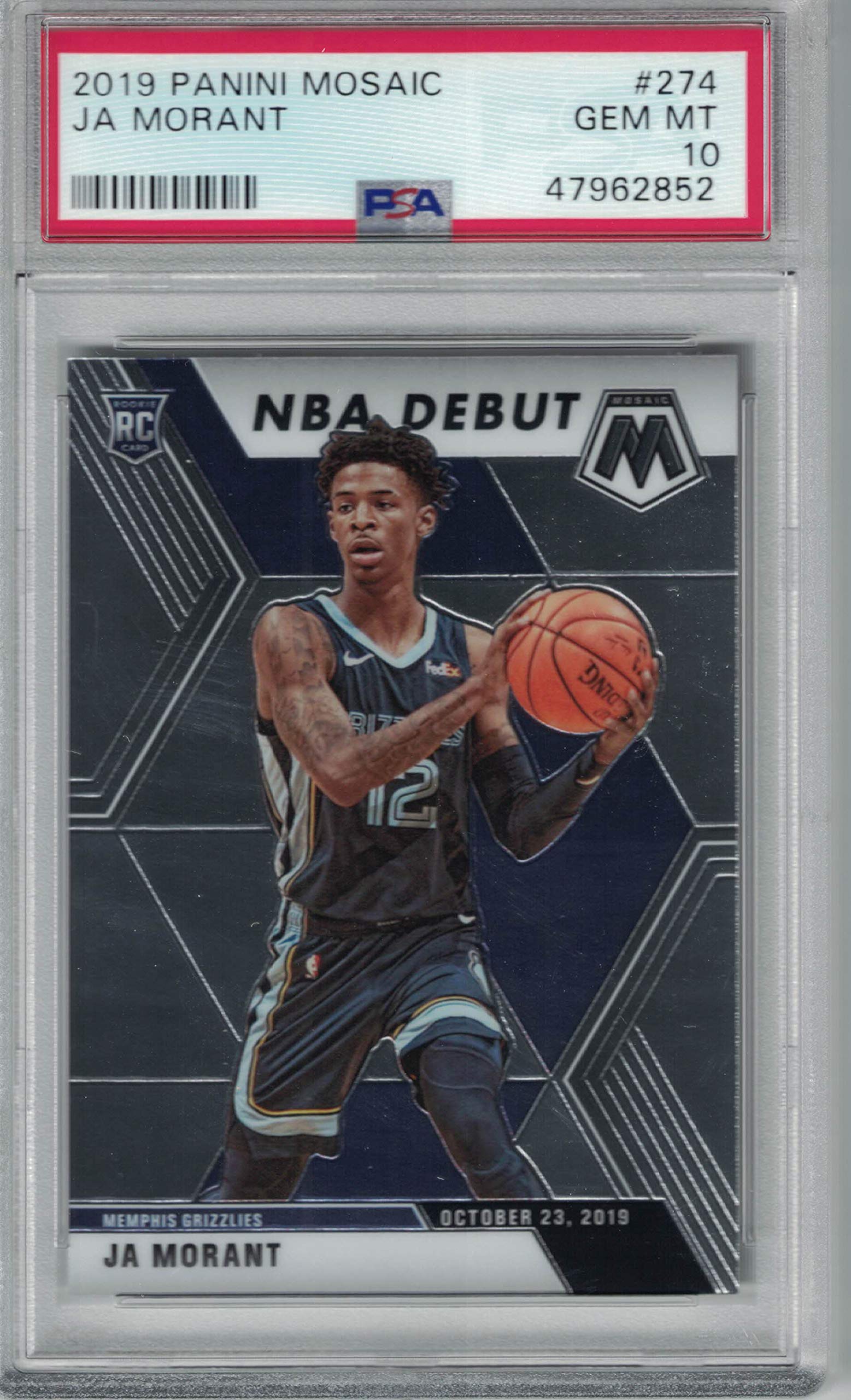 Amazon.com: PSA Gem Mint 10 2019 Panini Mosaic NBA Debut Ja Morant 