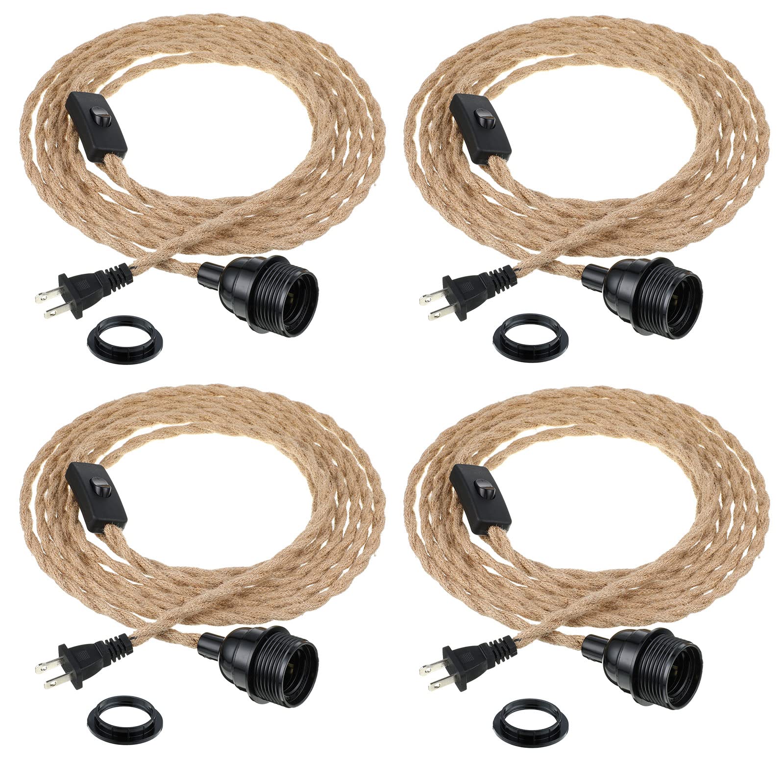 Buy 4 Pack 15 Feet Pendant Light Cord, Plug in Pendant Light Cord Kit with Switch, Pendant Light