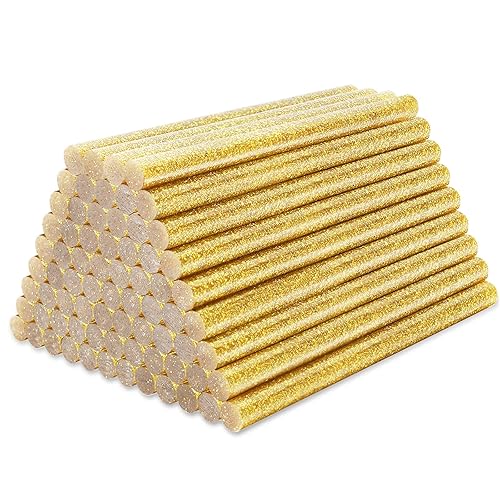 Barras de pegamento termofusible con purpurina, 72 barras de pegamento dorado de 3.93 x 0.27 pulgadas, mini barras adhesivas de pegamento caliente