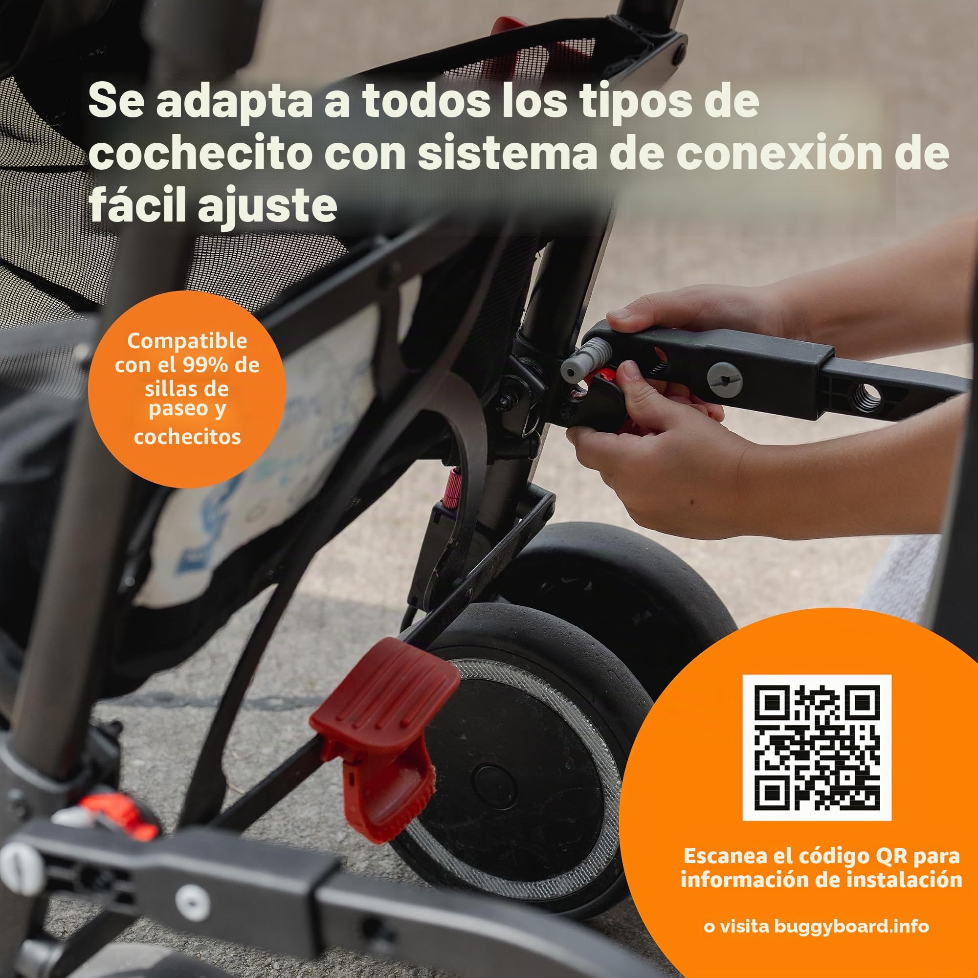 Lascal BuggyBoard Mini Plataforma con ruedas para carrito infantil, accesorio para niños de 2 a 6 años (22 kg), compatible con casi todas las sillitas de paseo, negro