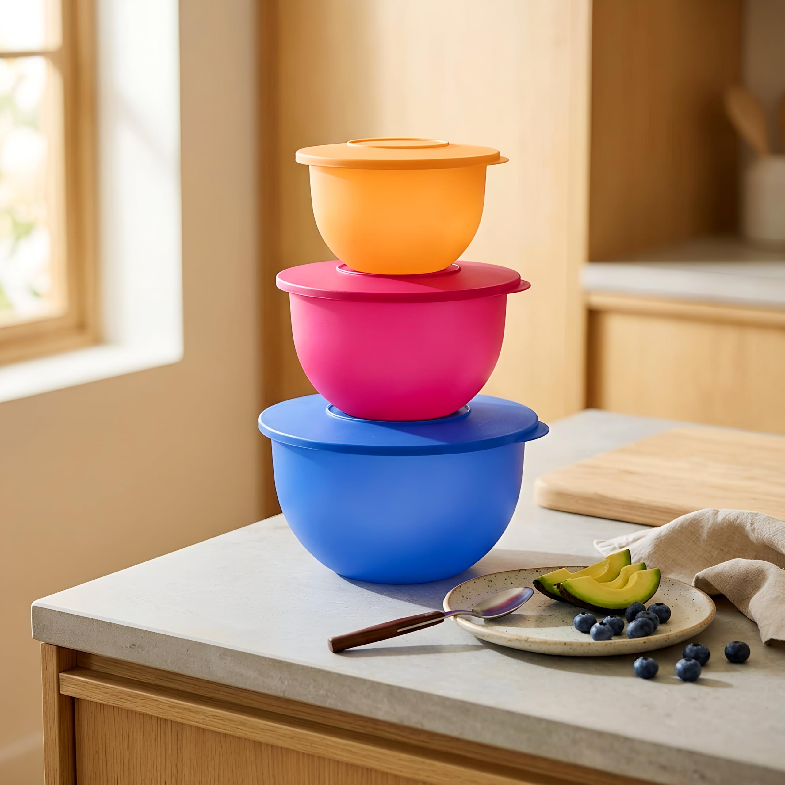 Tupperware Set di 6 ciotole classiche, 3+3 coperchi, lavabili in lavastoviglie, senza BPA, contenitori ermetici per alimenti a prova di perdite, per frigorifero e dispensa