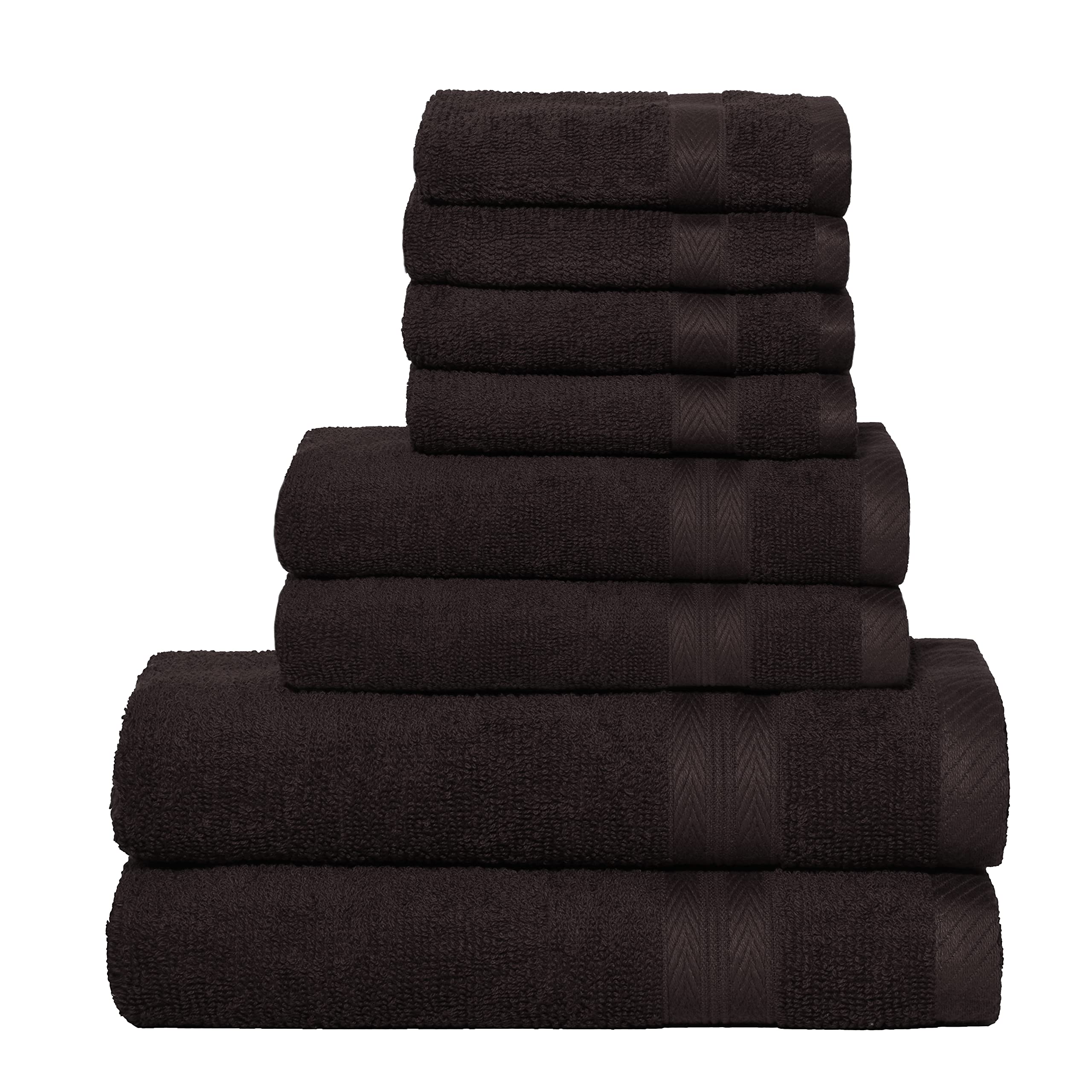 BOUTIQUO Juego de toallas de 8 piezas, 100% algodón hilado en anillo, 2 toallas de baño de 27 x 54 pulgadas, 2 toallas de mano de 16 x 28 pulgadas y 4 paños de 13 x 13 pulgadas, ultrasuaves, altamente