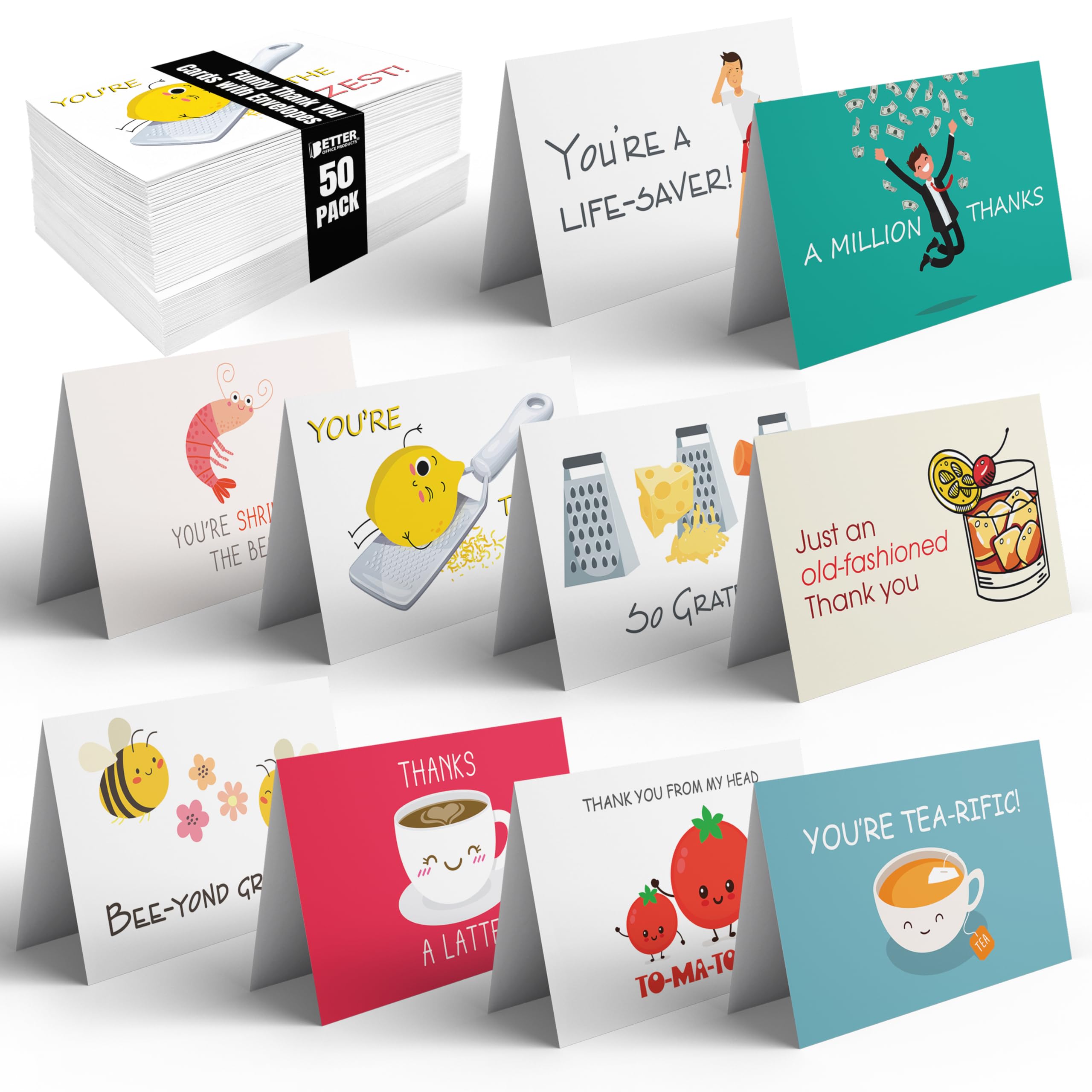 AhfuLife 40 Pcs Funny Thank You Cards With Envelopes