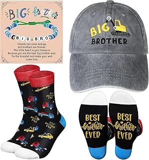 3 Pcs Big Brother Gifts for Boys Bracelet Baseball Caps and Sock for Birthday