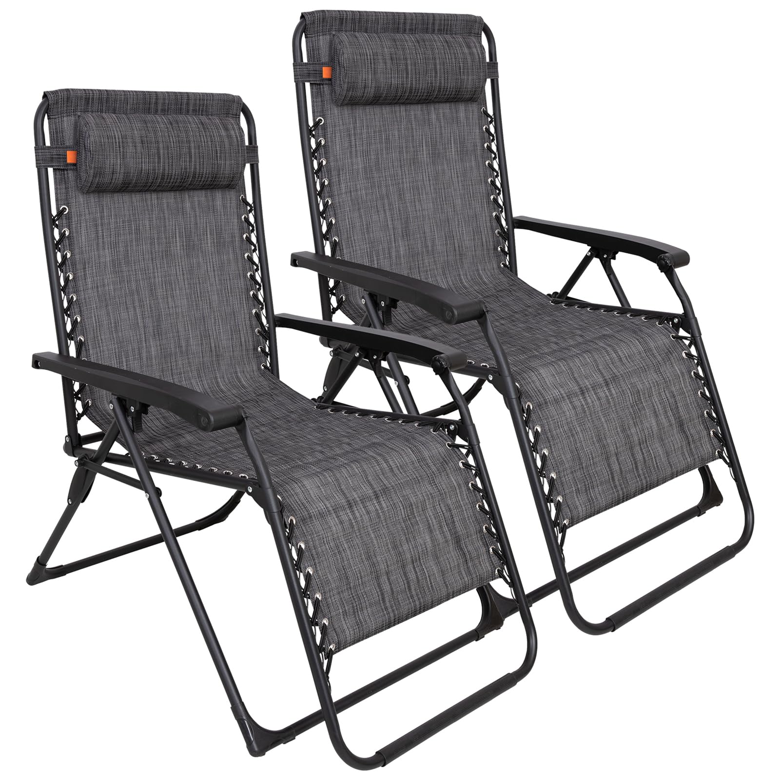 KingCamp Zero Gravity Chairs Set of 2, Up to 180 kg, Heavy Duty Reclining Garden Chairs, Folding Sun Loungers for Garden with Adjustable Headrest, Textilene & Steel Frame, for Patio Poolside Camping