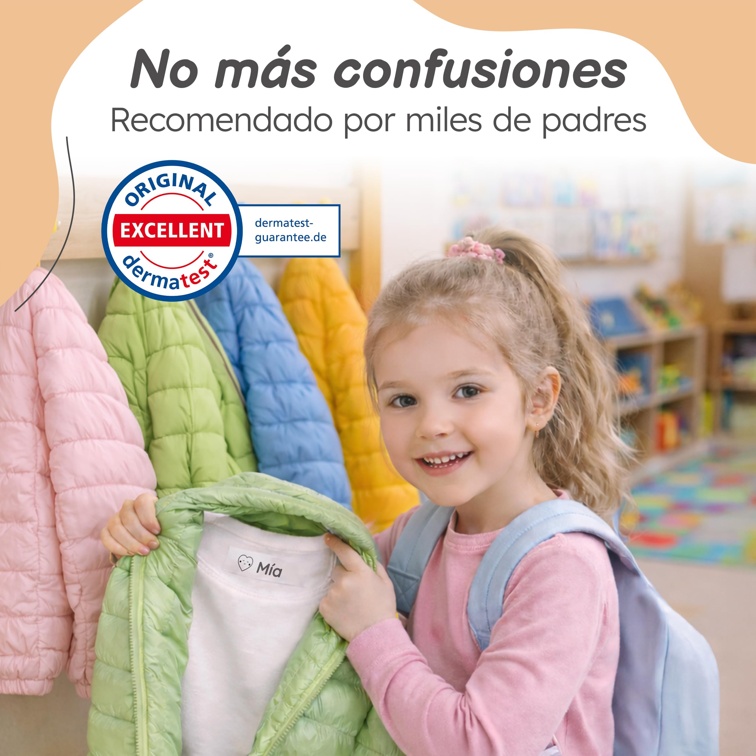 Sello Ropa Niños Personalizado - Para Tejidos, Objetos y Papel - Marcador Ropa Niños resistente al Lavado, Ideal para la Guardería y el Colegio