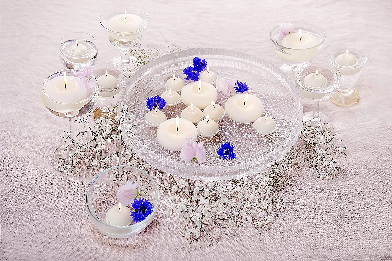 BOLSIUS Lot de 36 bougies flottantes ivoire de 7,6 cm – Qualité européenne premium – Ambiance à couper le souffle pour centres de table de mariage romantiques, décorations, événements, piscine,