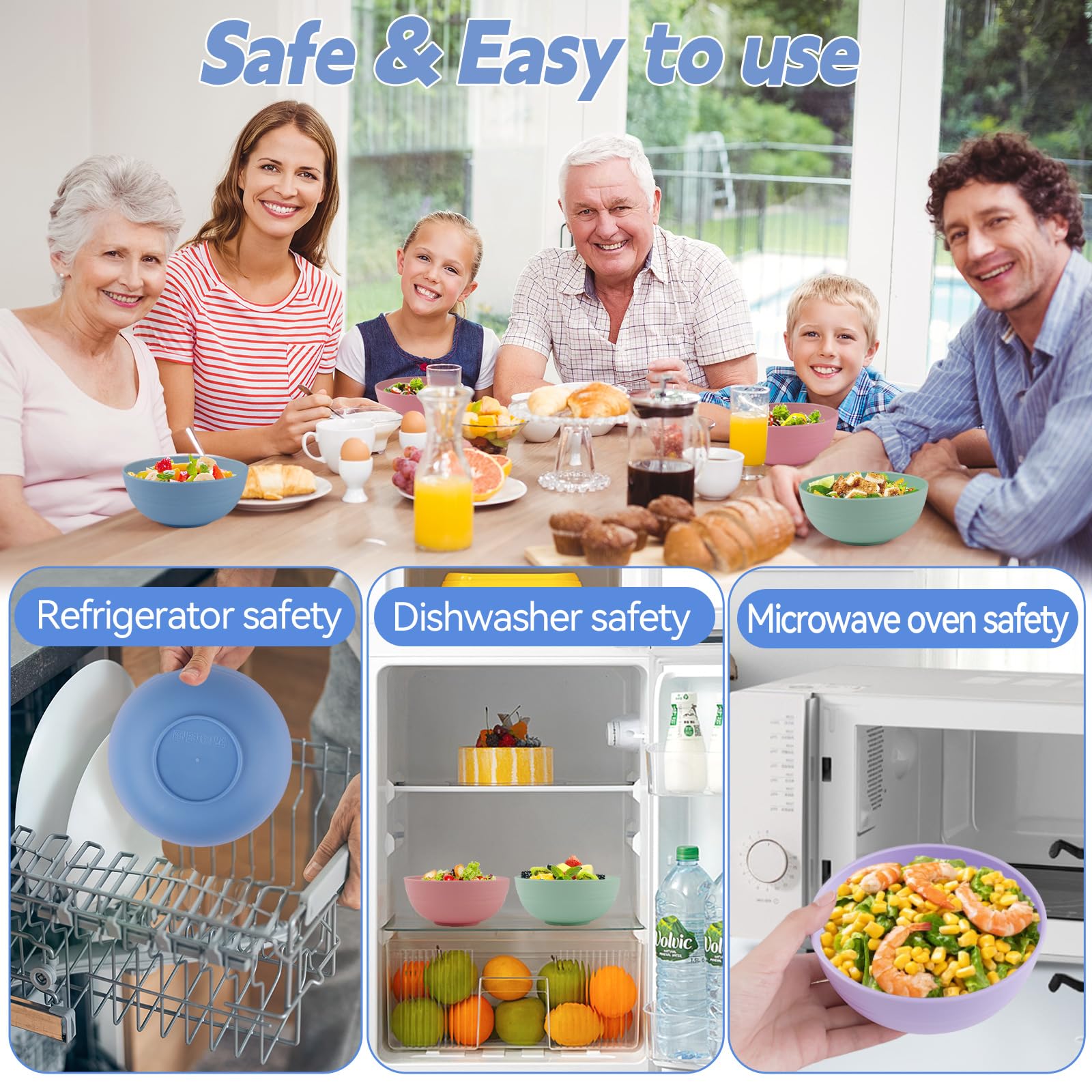Set di 10 Ciotole in plastica, Ciotola da campeggio, riutilizzabili, senza BPA, infrangibili e leggere, Ciotole plastica,adatte per frutta,snack, per bambini e adulti