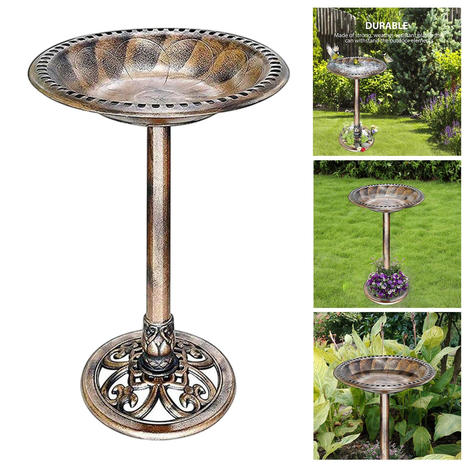 Rustikale, Stehende Vogeltränke Im Outdoor Design – Wetterfest Und Leicht – für Garten, Rasen, Terrasse Und Balkon, Gold