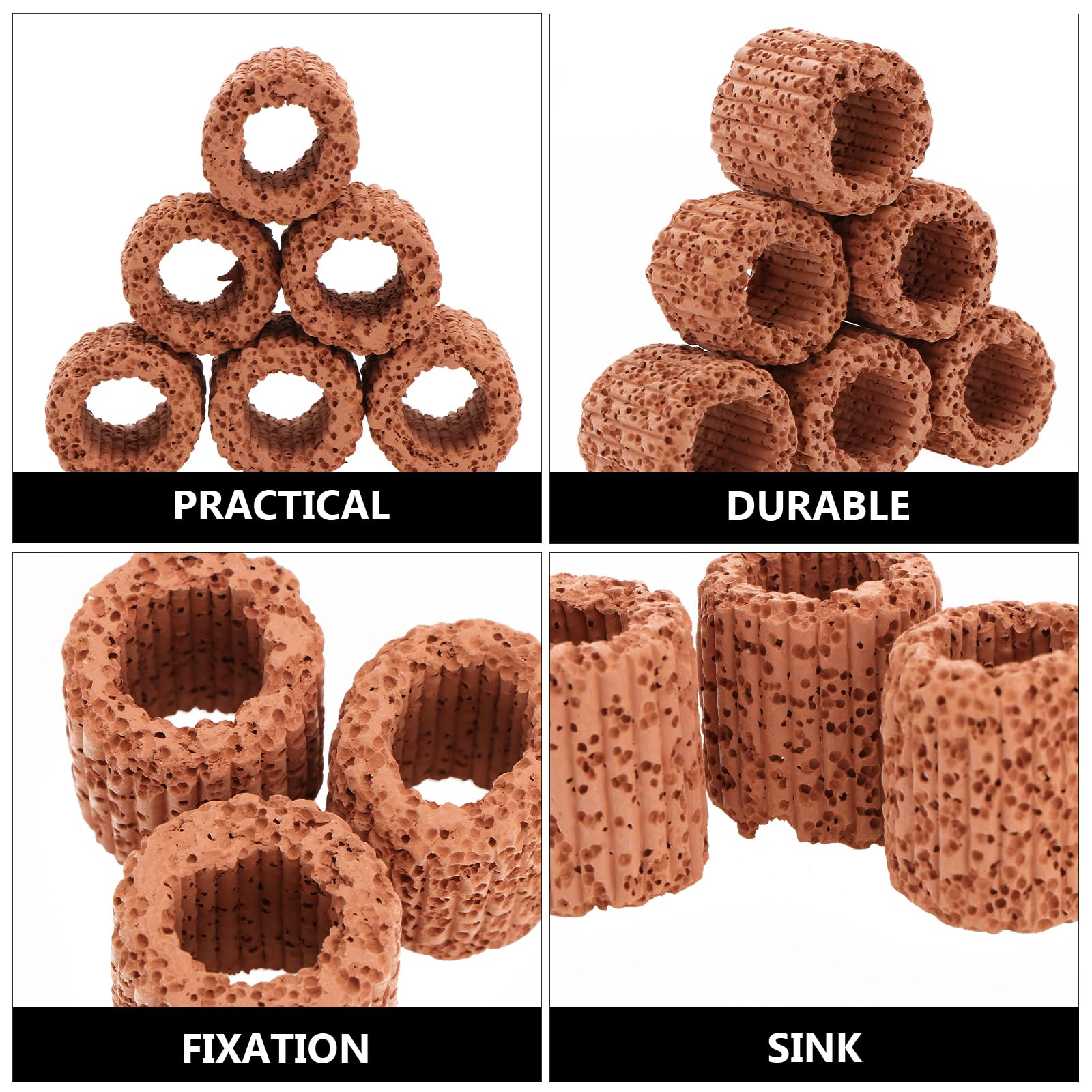 VANZACK 20Pcs Aquatic Water Plant Fixed Rings Water Plants Cultivation Fixed Ring Aquarium Landscape Ceramic Pottery Plant Pot Gravity Ring for Fish Tank Accessories