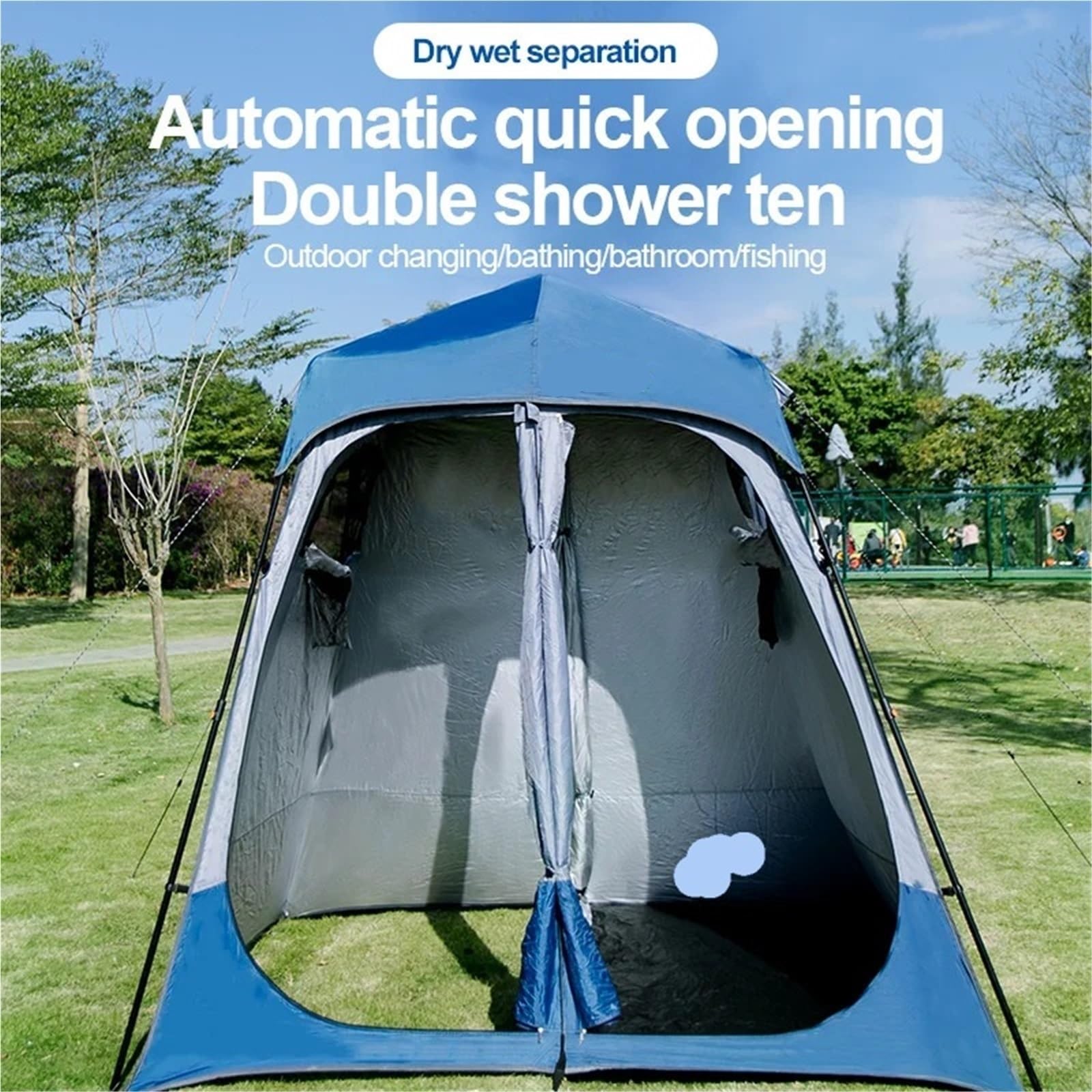 Pop-Up-Zelt Duschzelt for Zwei Personen Im Freien, Schnell Zu Öffnendes Toiletten-Wickelzelt, Privatsphäre, Wasserdicht, Pop-up-Sofort-Angel-Campingzelt Leichtes Pop-Up-Zelt