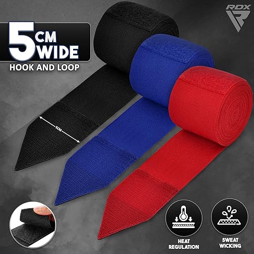 Miniatura 2 de RDX Paquete de 3 pares de envolturas de boxeo, guantes interiores elásticos de 14.8 ft, Muay Thai MMA Kickboxing, artes marciales, entrenamiento de