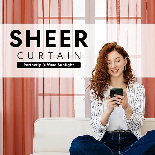 Miniatura 2 de Regal Home Collections Cortinas traslúcidas de gasa ligeras y sólidas, con bolsillo para barra, paneles de cortina traslúcidas para ventana de sala