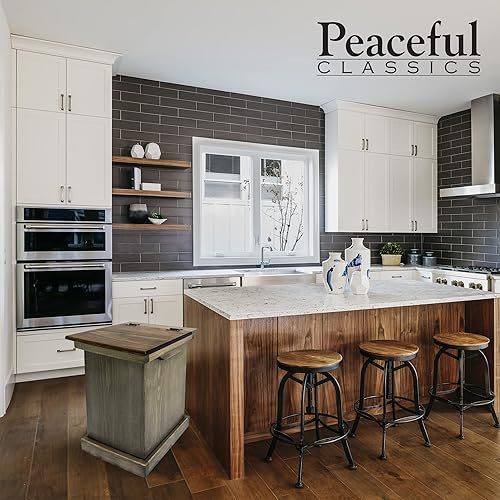 Miniatura 6 de Peaceful Classics Armario de basura de madera, acabado de peltre, capacidad de 36 cuartos de galón, madera de pino hecha a mano Amish, diseño de