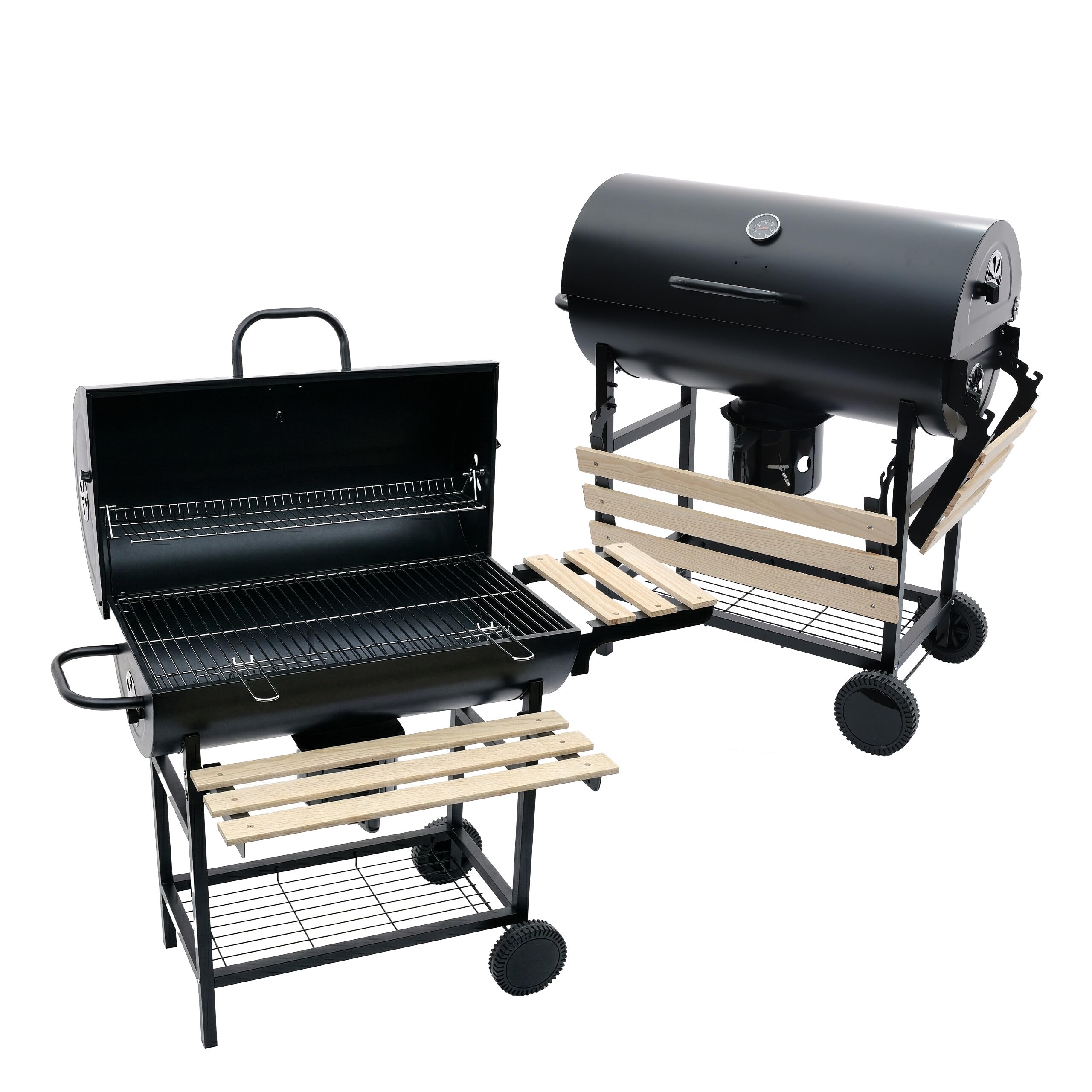 Barbecue a Carbone Relaxdays con Coperchio e termometro, 95x114,5x69 cm, Acciaio Verniciato a Polvere, Carrello