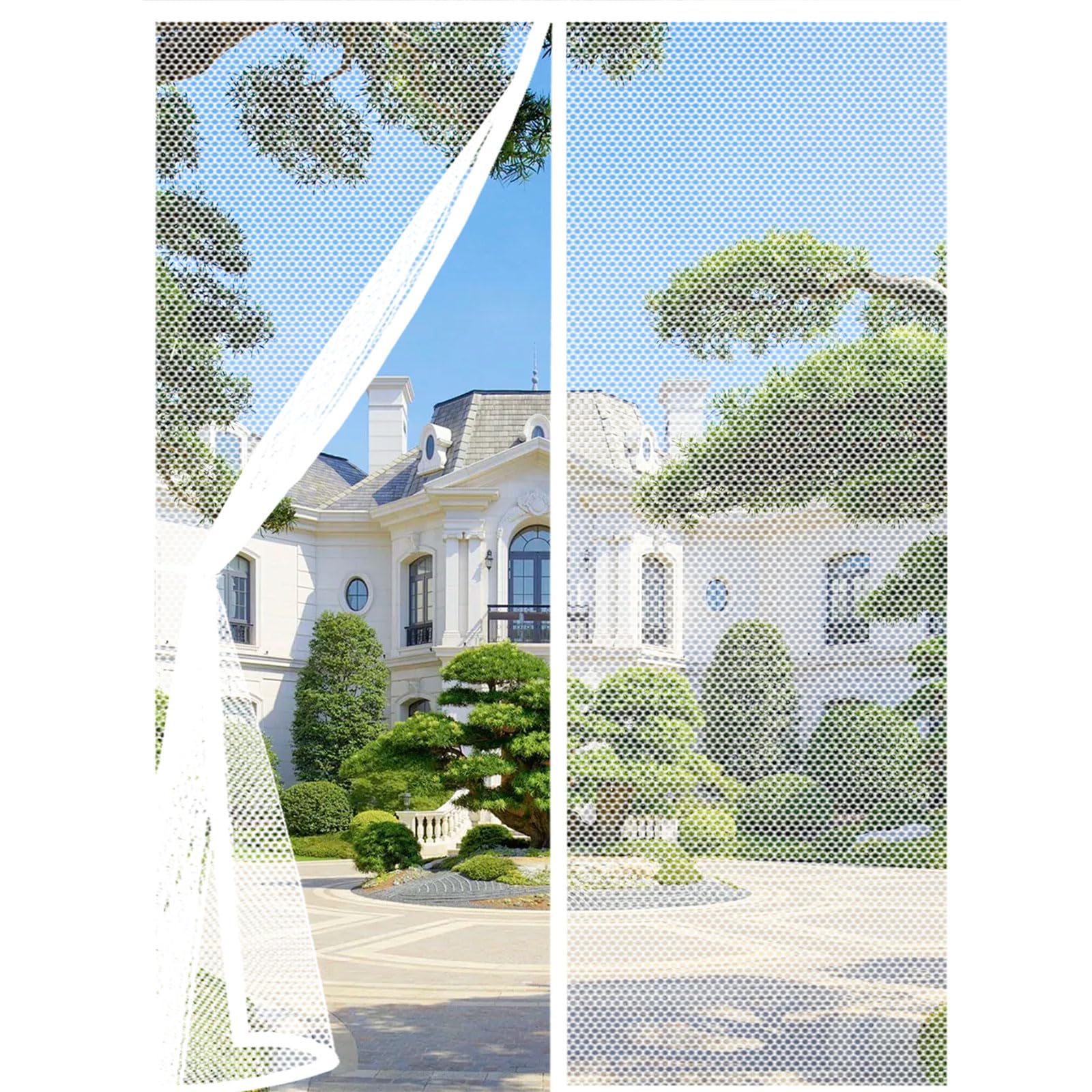 Guojun White Magnetic Screen Door 105 X 275 Cm Keep Insects Out Self-Sealing Powerful Magnets Flyscreen French Doors Hands Free No Drill Installation For Patio Bedroom Sliding Kitchen,