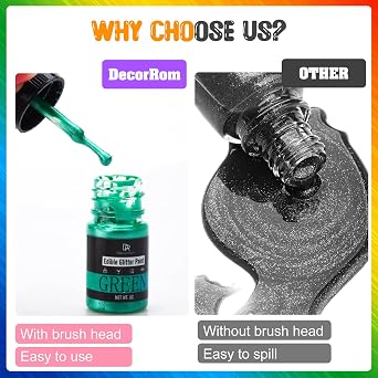 Edible Glitter Paint - Rainbow Color Metallic Edible Cake Paint Food Grade