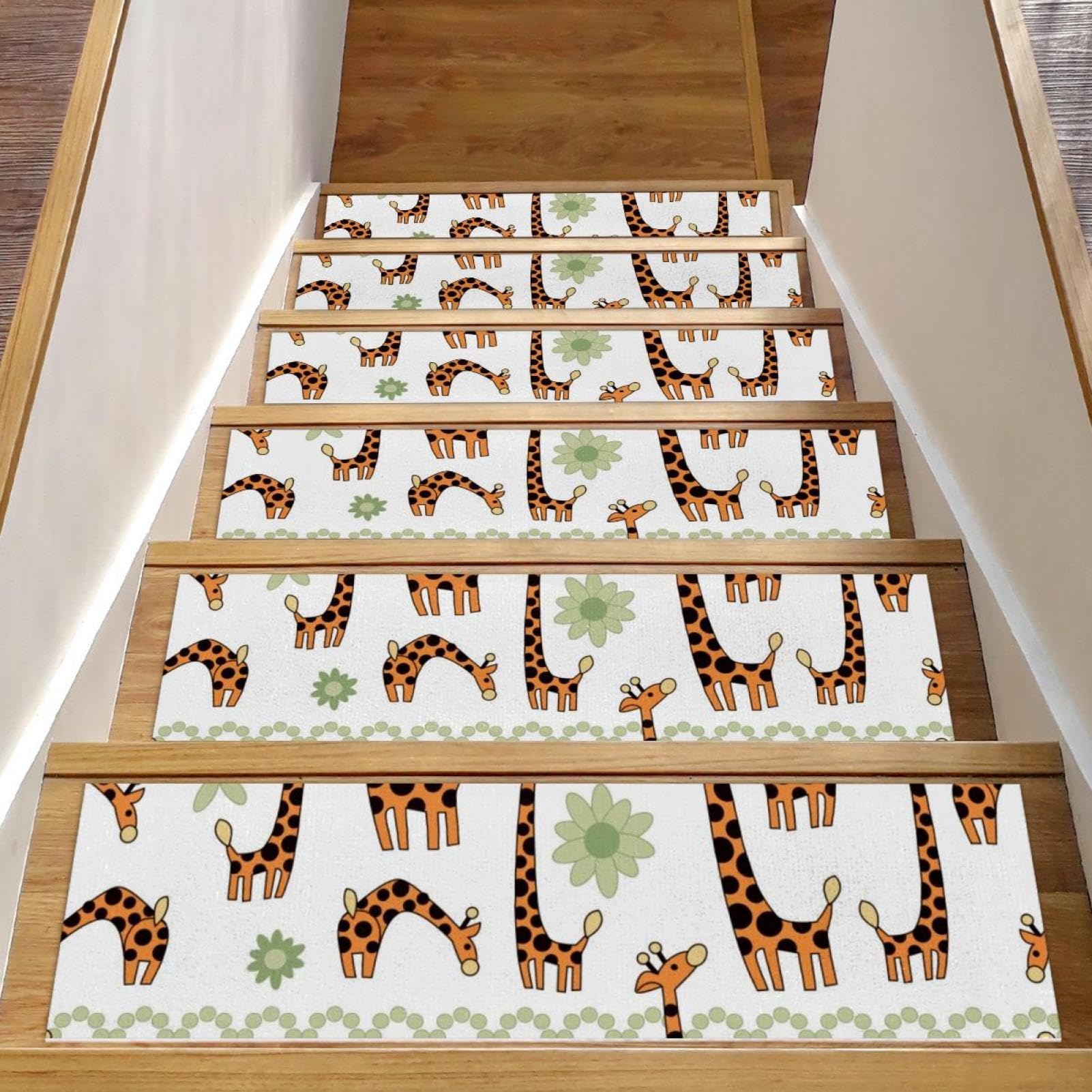 Tapis d'escalier antidérapants motif girafe douce protection escalier bois pour enfants