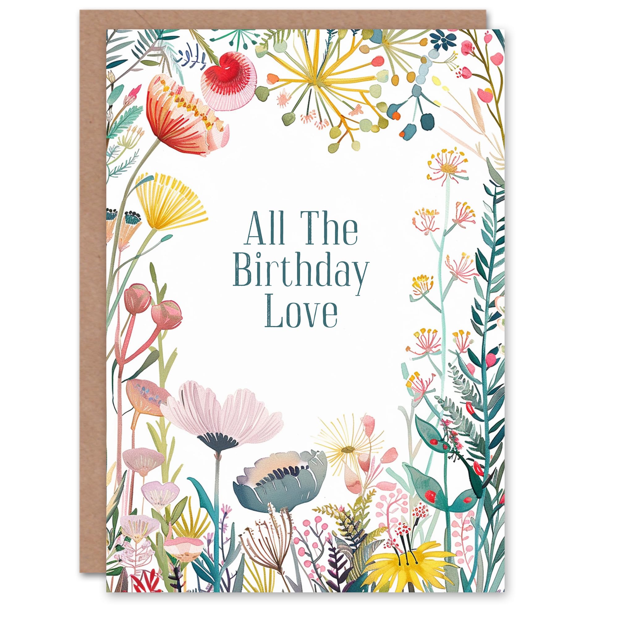Artery8 Greeting Card All The Love Bright Floral Flowers Sweet Sincere For Her Woman Wife Mum Sister Gran Birthday Card