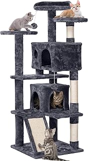 YAHEETECH 54 inches Multi-Level Cat Tree Condo Kitten Tower Stand House Furniture with Scratching Post & Anti-Toppling Devices, Suit for Kittens, Cats and Pet, Dark Gray