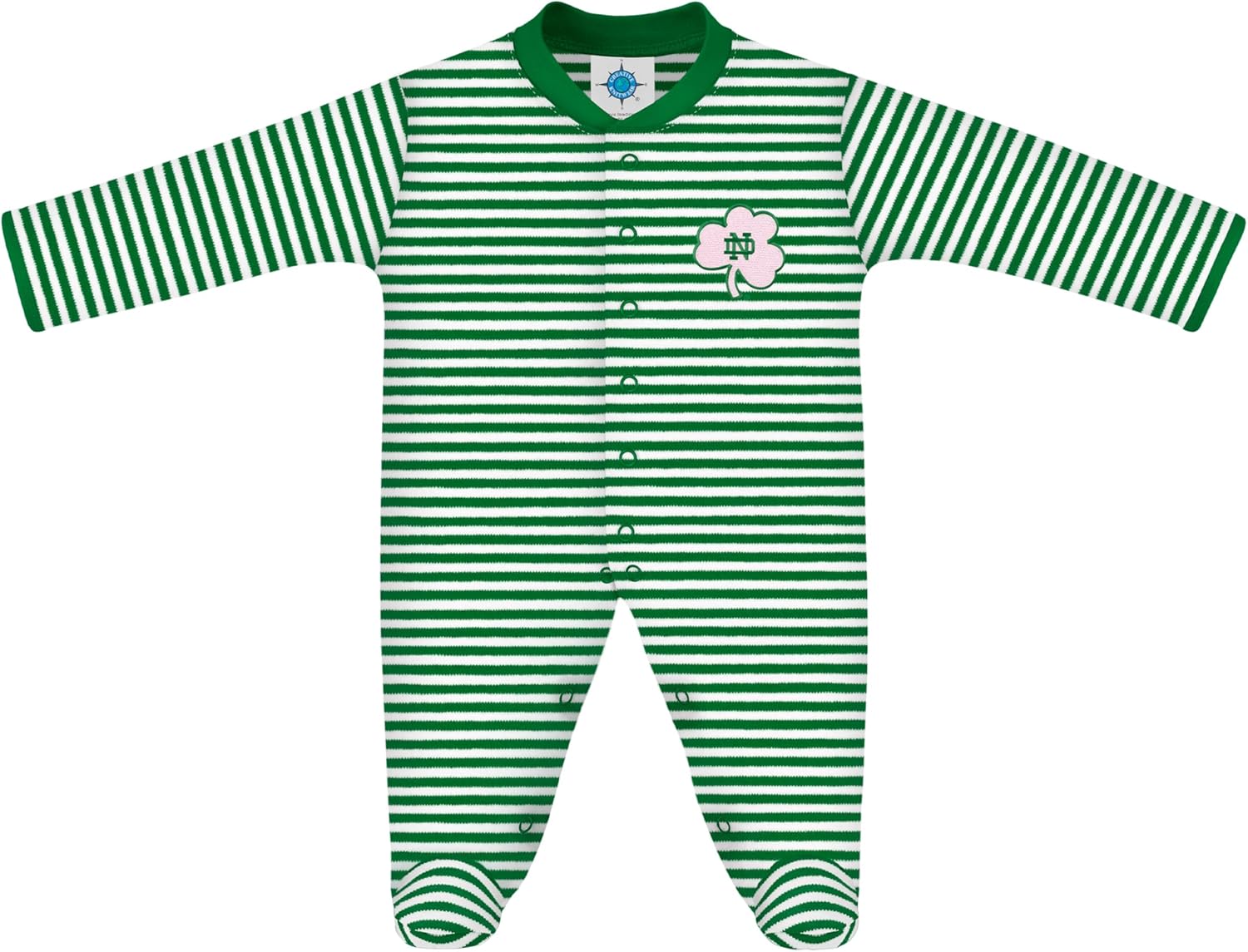 Creative Knitwear College Baby Striped Footed Romper - Team Logo, Multiple Colors, for Boys & Girls (0-9 Months)