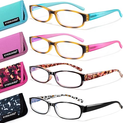 Miniatura 7 de EYEGUARD Readers - Paquete de 4 lentes de lectura para mujer delgados y elegantes con hermosos patrones para mujer 5.00