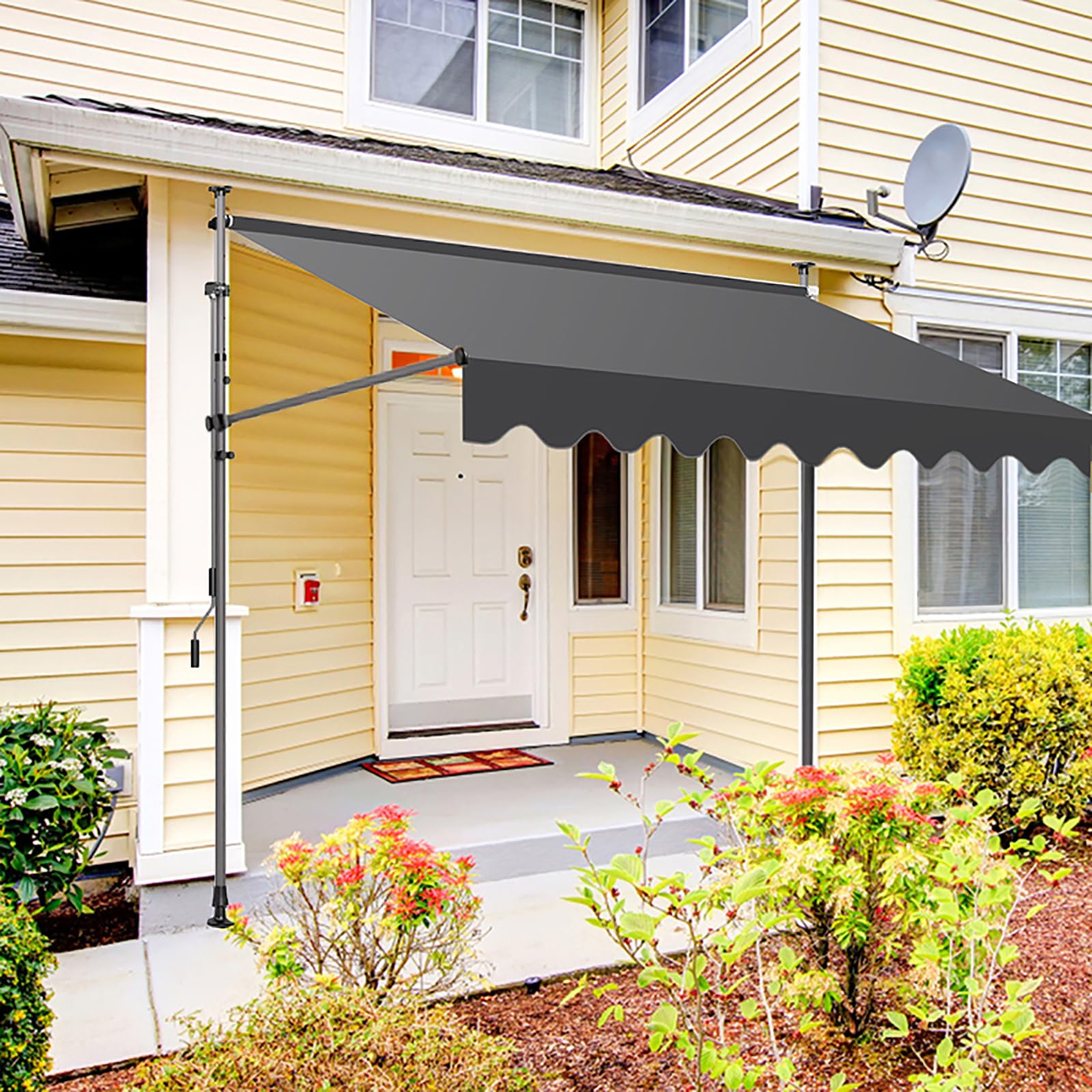 Tenda da Sole Autoportante, Tenda da Sole Manuale Retrattile, Baldacchino Impermeabile Regolabile con Manovella, Tenda da Sole Pieghevole Fai-da-Te Multi-Dimensione, Anti-UV e Impermeabile