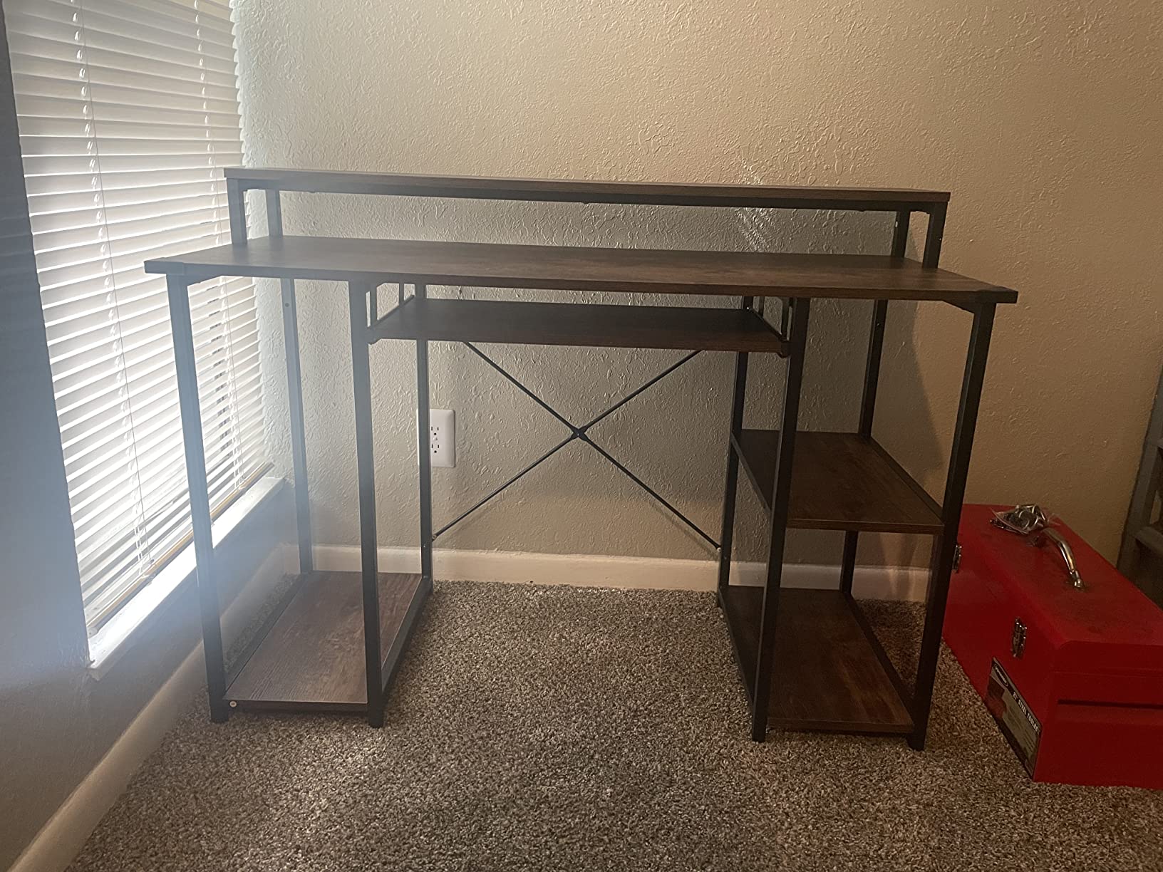 22/mo Finance NOBLEWELL Computer Desk with Monitor Stand Storage Shelves Keyboard Tray，47