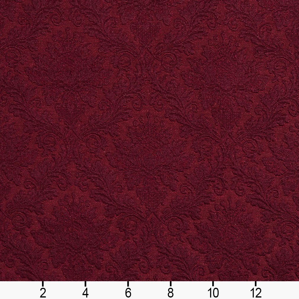 Burgundy Floral Jacquard Woven Upholstery Grade Fabric by The Yard - SKU: Dior Wine