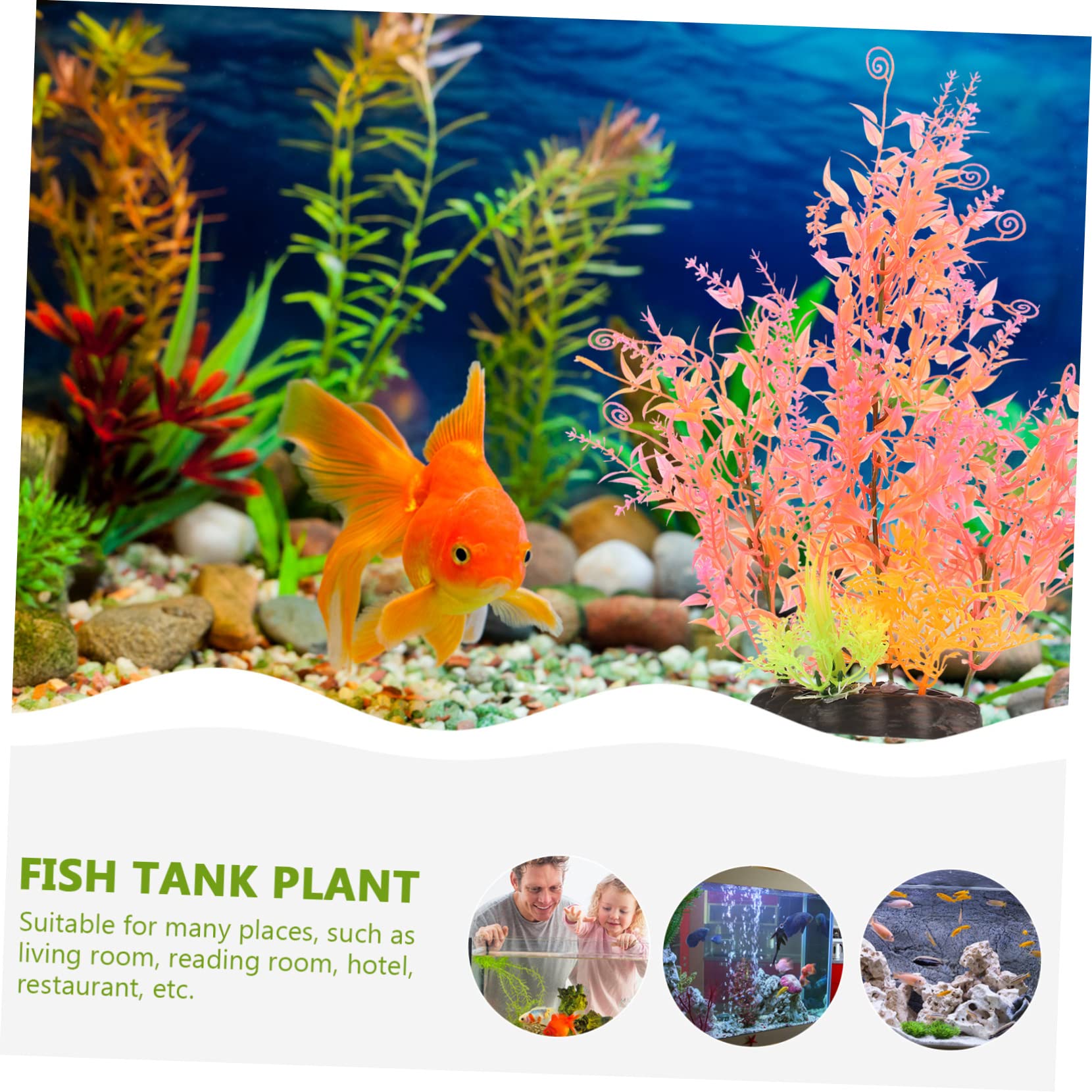 BESPORTBLE 10stücke Künstliche Pflanzen Für Aquarien Wasserpflanzen-Dekoration Mit Stabilem Sockel Für Fischbecken Und Terrarien Und Lebensecht Gestaltet