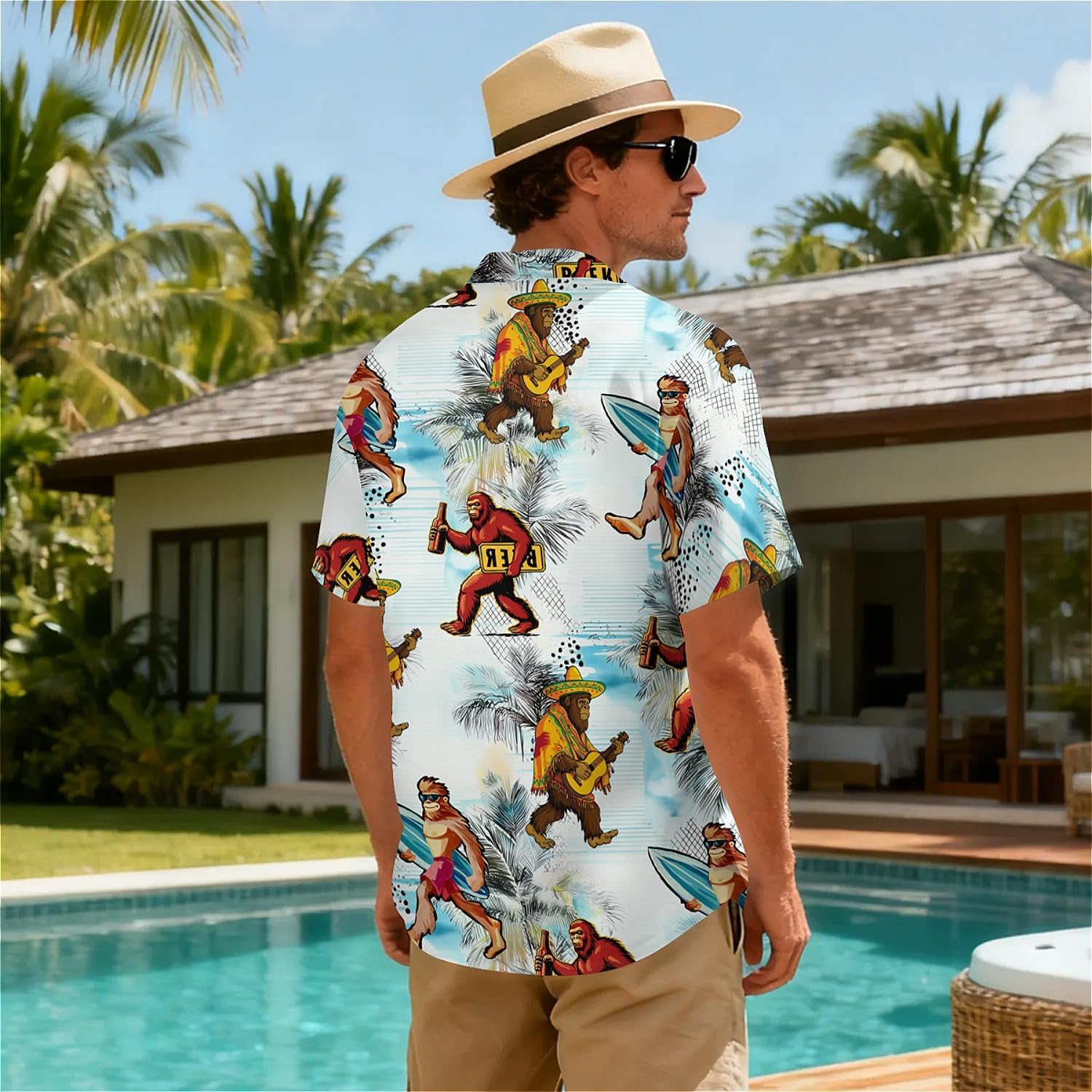 Black Mens Hawaiian Shirt 3D Graphic Aloha Shirt Novelty Button Down Shirts Casual Short Sleeve Beachwear for Men