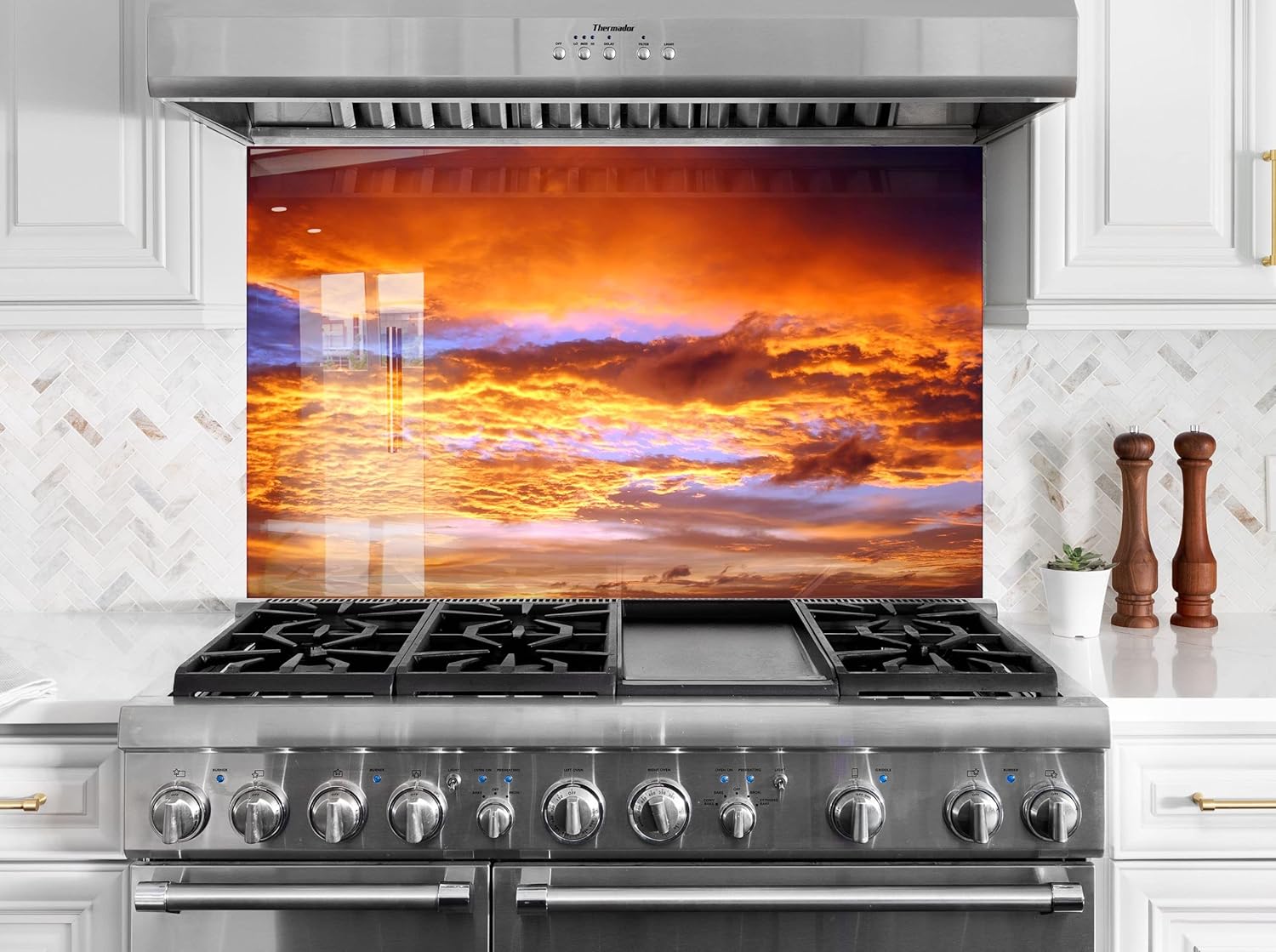 Myphotostation Tempered Glass Splashback 16x16'-Sunset Backsplash Tile Design Cooker Sky Backsplash Panel Glass Splashback for Bathroom Panel Design Sunset Splashback for Stove Kitchen