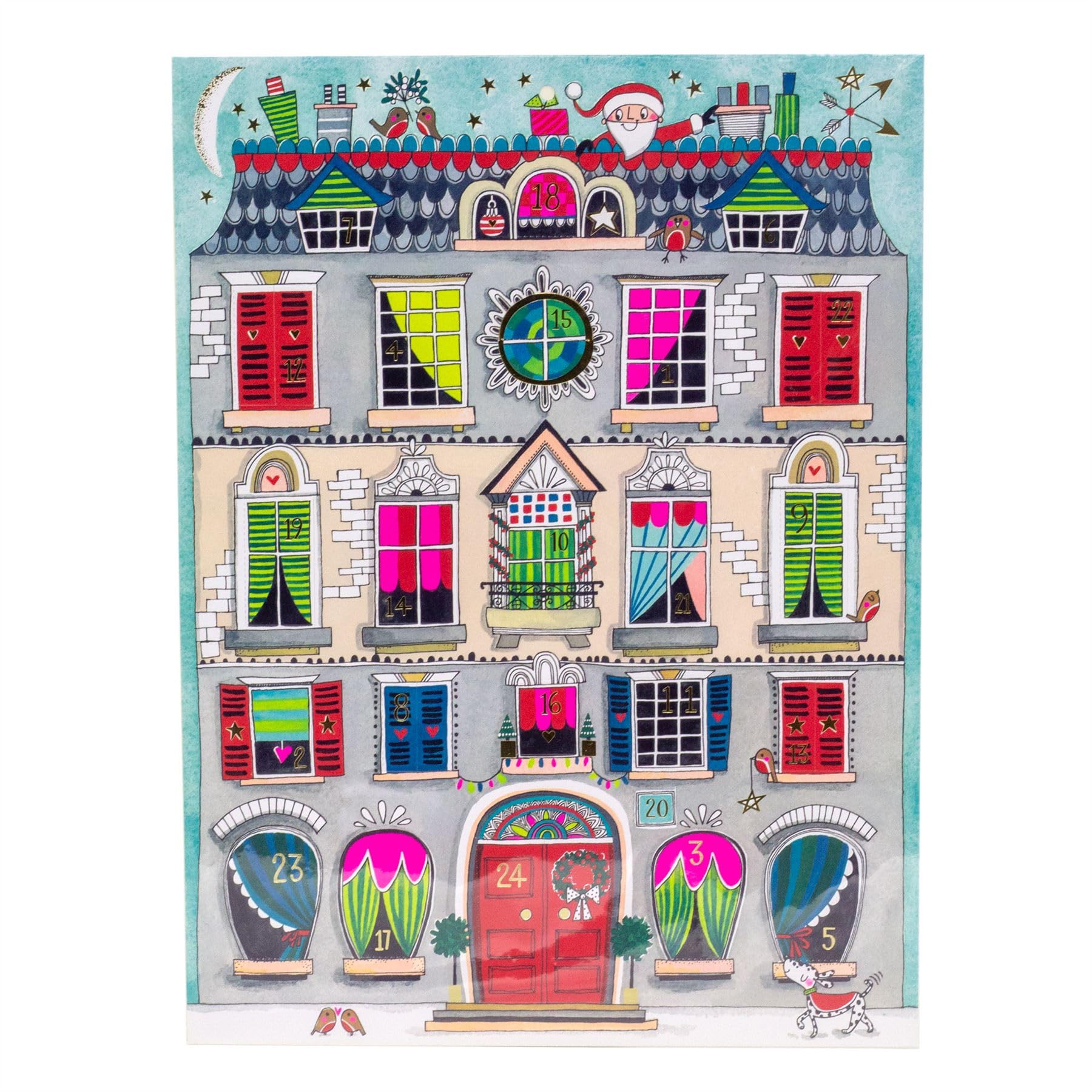 Carousel Home Grand Townhouse Christmas Advent Calendar | Traditional Picture Door Advent Calendar | Festive Gold Foil Christmas House - 33x24.5 cm