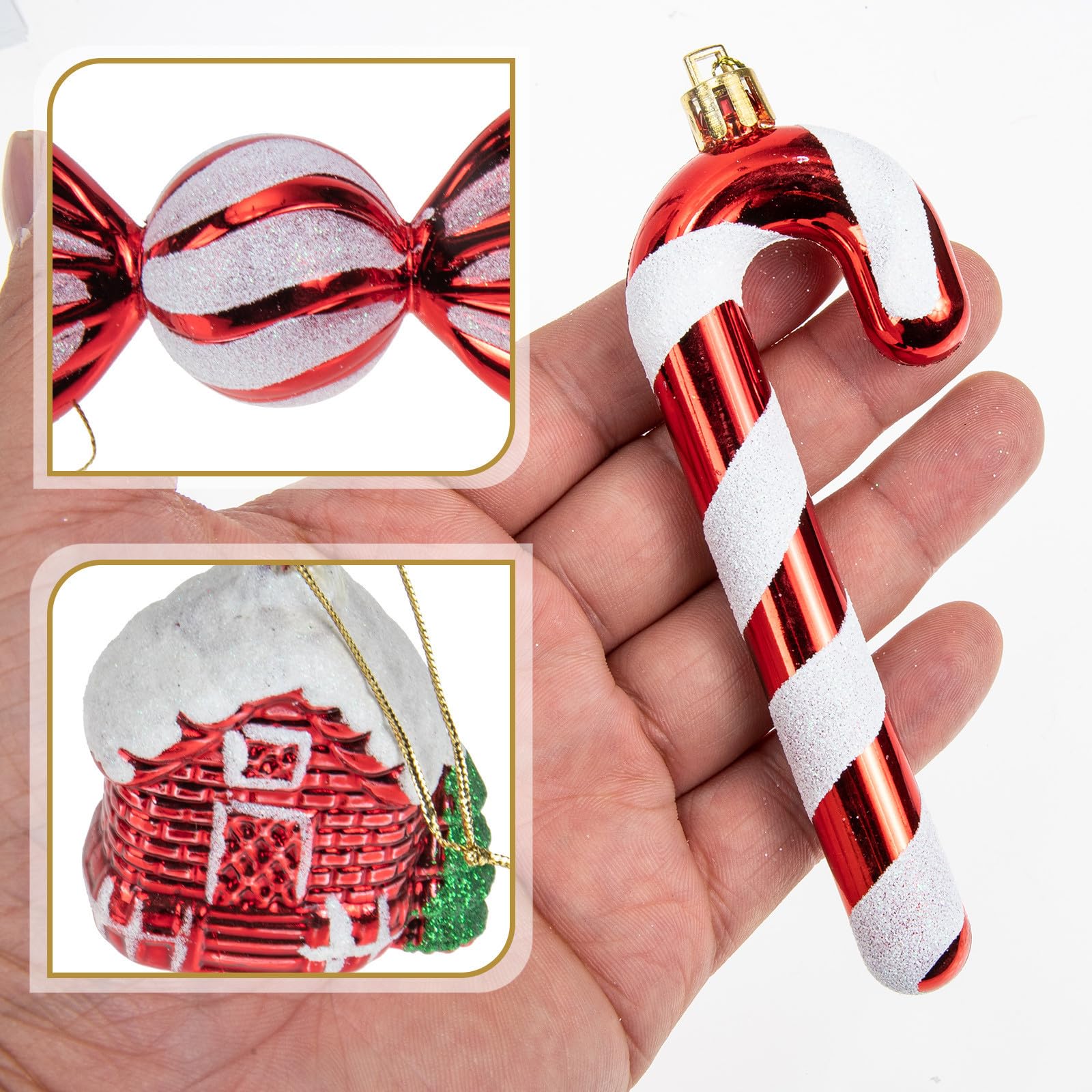 Didiseaon 30 Piezas Adorno Colgante Navideño Rojo de Plástico Ligero para