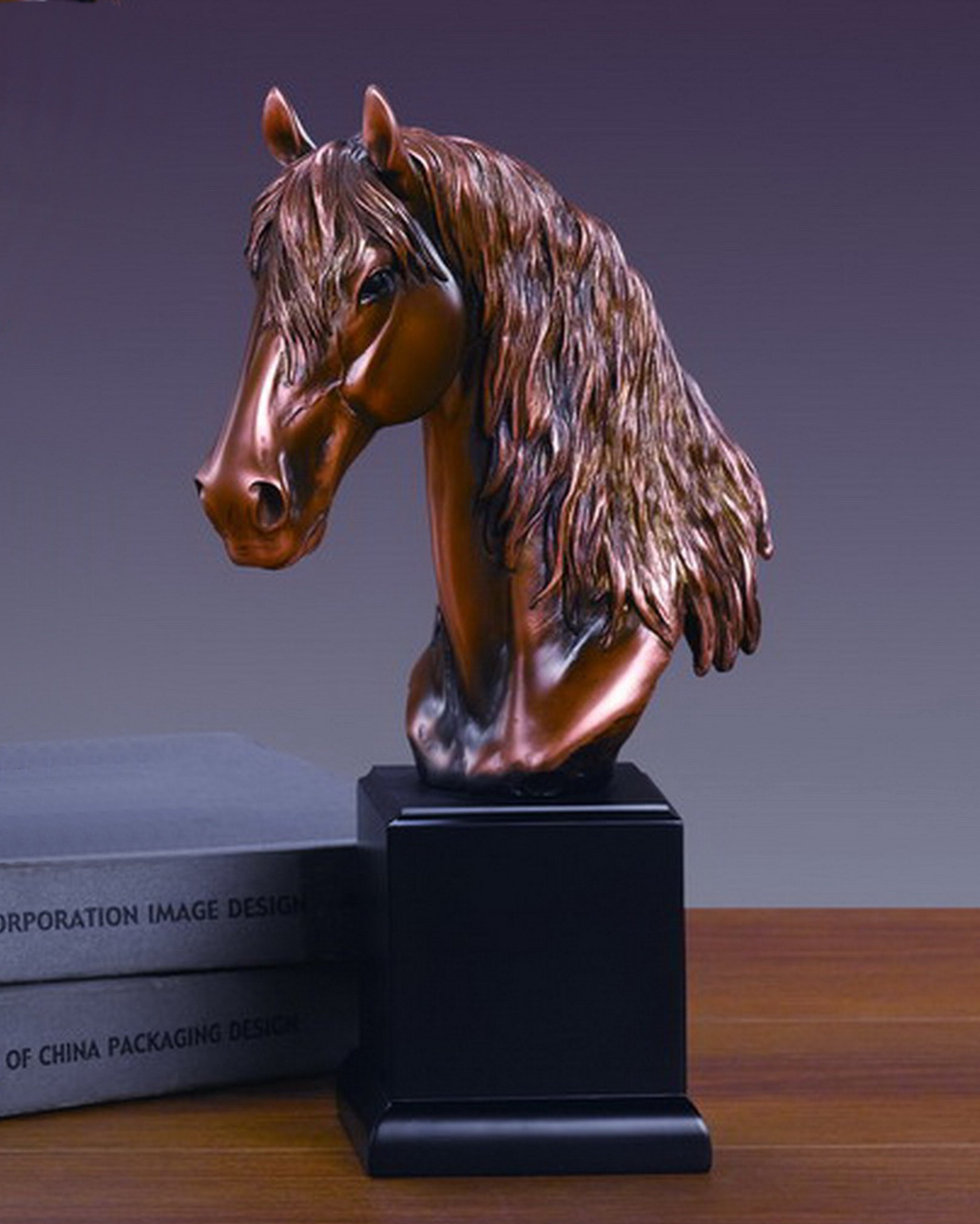 Estatua de busto de caballo decorativa para estanterías de despachos y salas