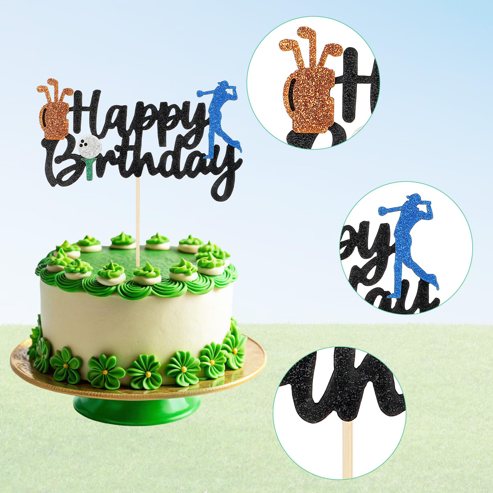 JeVenis decorazione per torta di golf verso il verde cake topper decorazioni per torta a tema golf forniture per feste di golf bomboniere per feste di golf decorazione per compleanno di golf