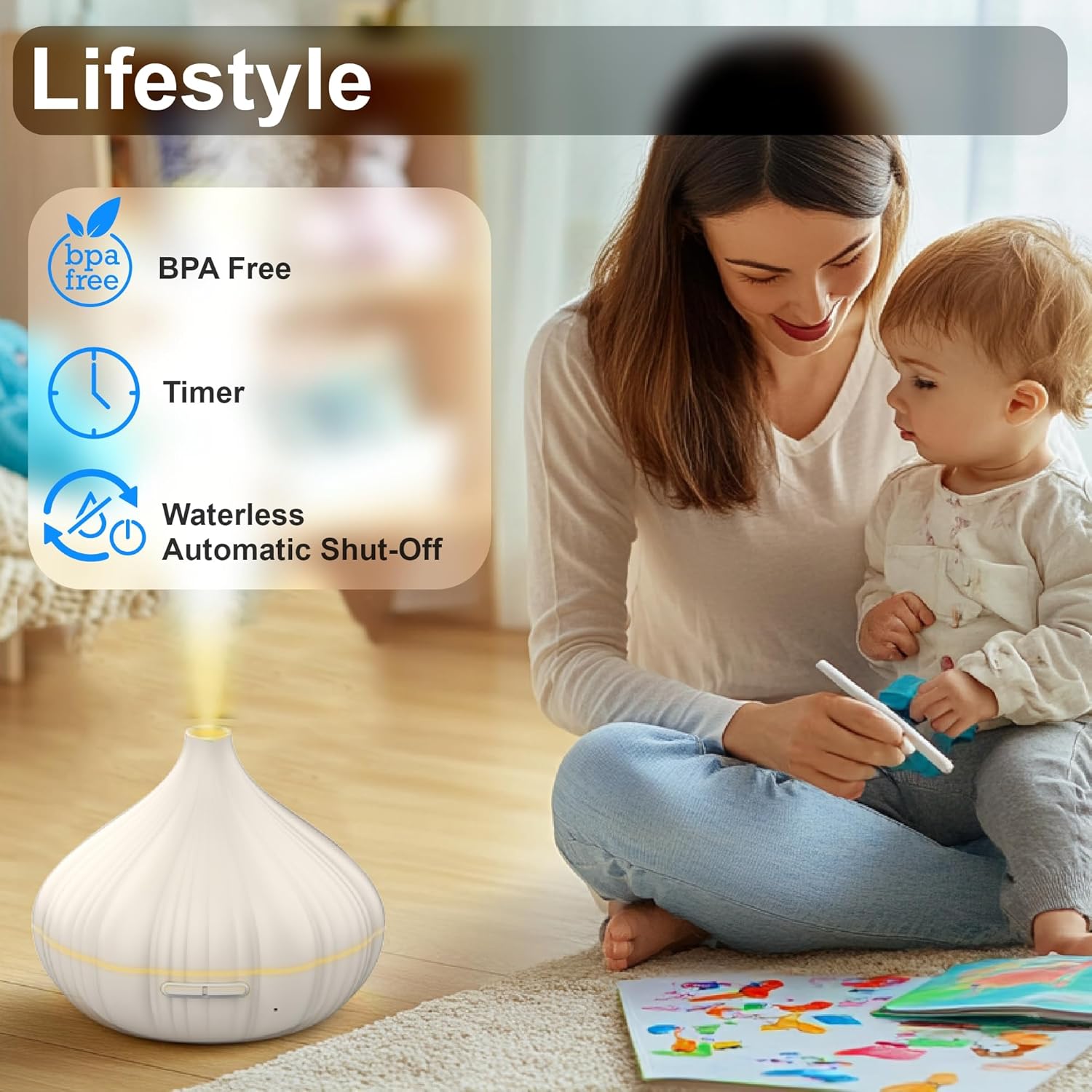 JADNIP Voice-Controlled Essential Oil Diffuser, 400ml Scent Diffuser with waterless auto Off and Timer Functions, Mist humidifier with Lighting, eco-Friendly Materials, Perfect for Office and Home.