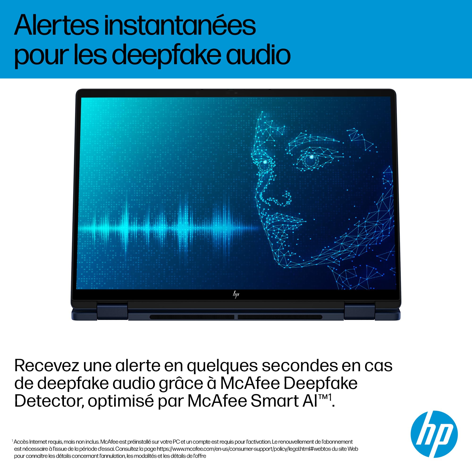 HP OmniBook X Flip 14-fm0000sf Ordinateur Portable 14" 2K OLED Tactile, PC Portable (Intel Ultra 5-226V, RAM 16 Go, SSD 512 Go, Intel Arc 130V GPU, Windows 11), Laptop Bleu, Clavier AZERTY