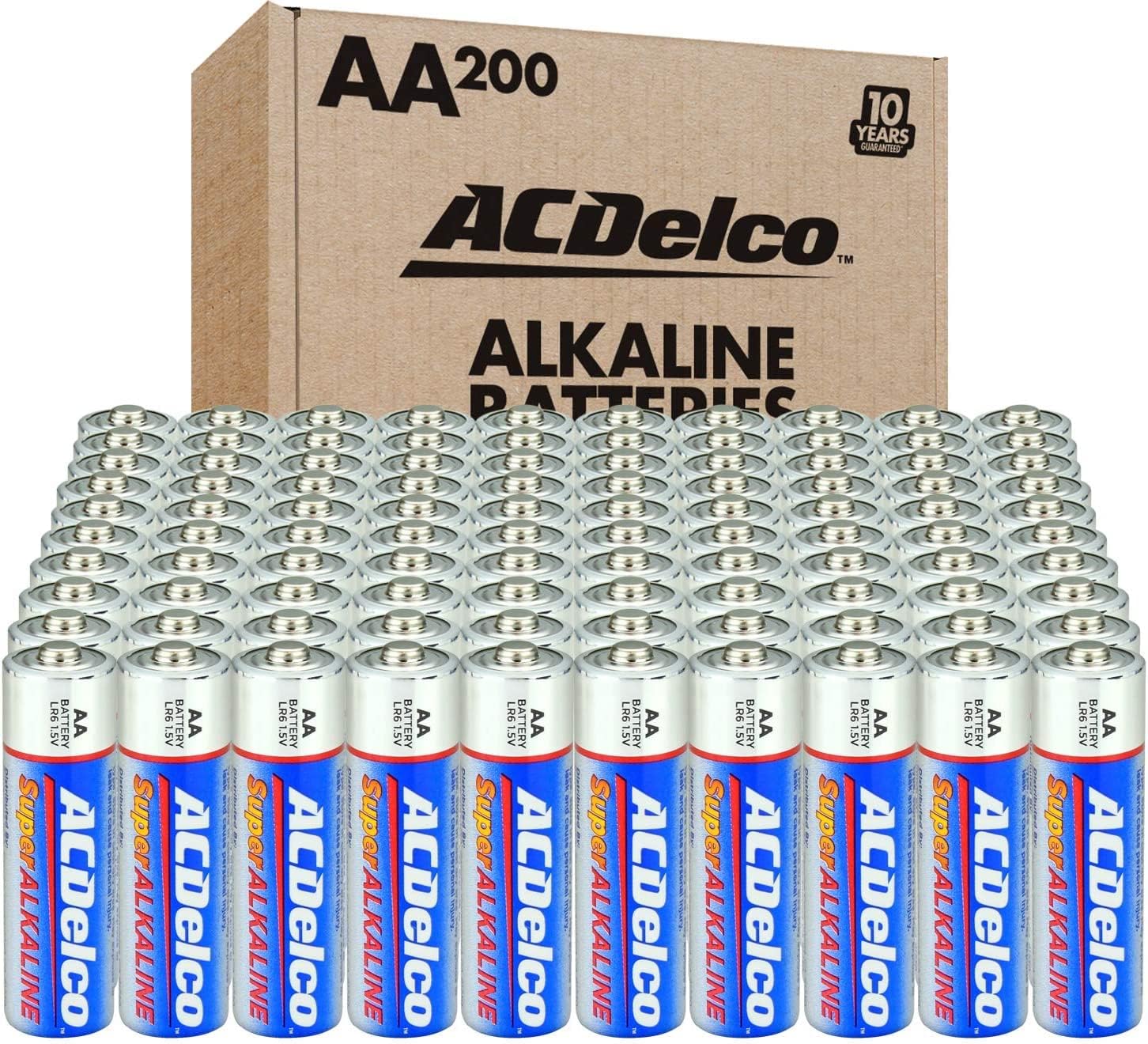 ACDelco 100-Count AA Batteries, Maximum Power Super Alkaline Battery, 10-Year Shelf Life, Recloseable Packaging : Health & Household