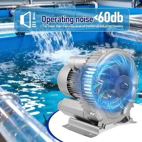Miniatura 3 de Pump Suction Blower for Sewage Aquarium Blower Fan Aquarium Fan for Small Ponds Air Blowing Silver