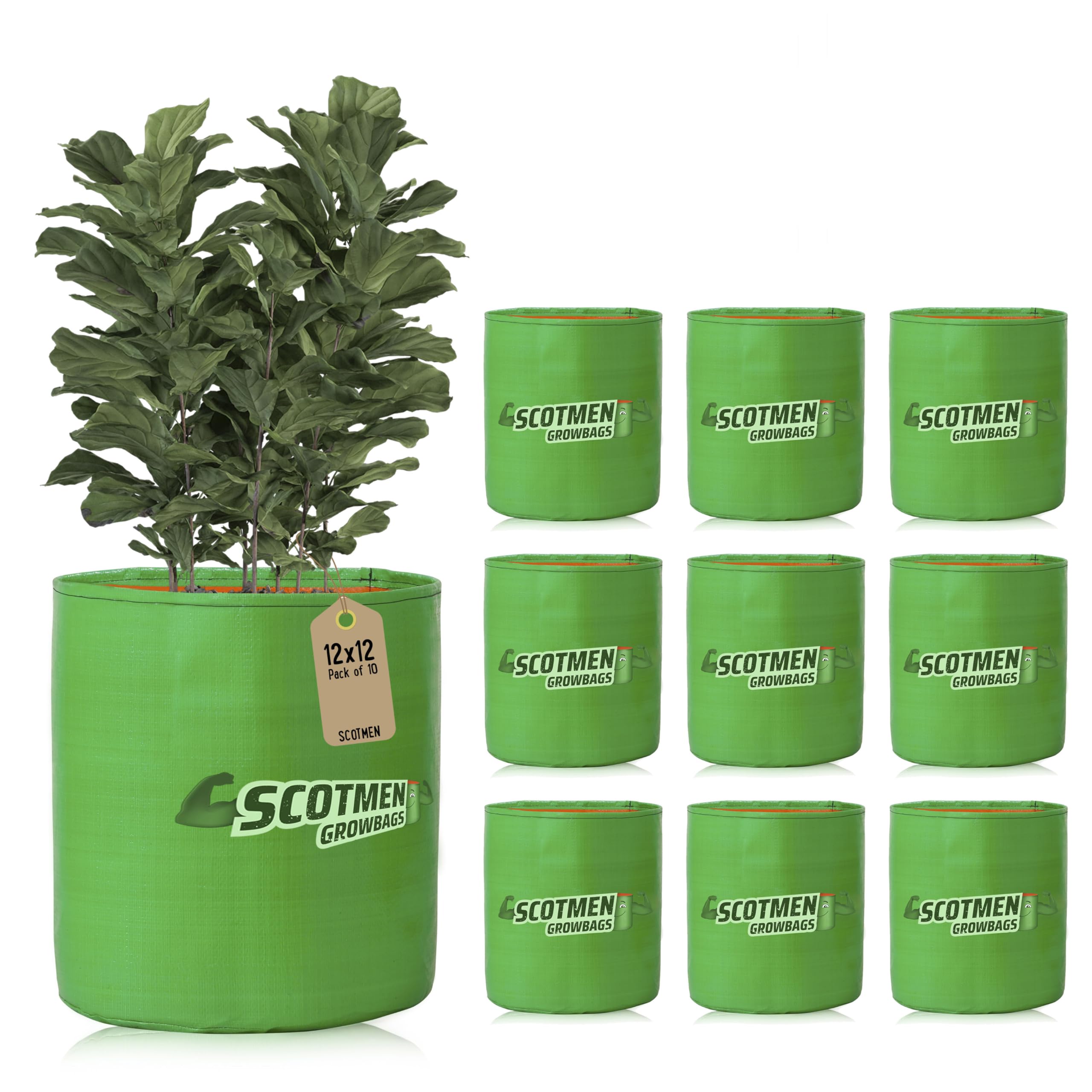 SCOTMEN HDPE UV Protected Round Shaped Green Grow Bags Suitable for Terrace, Balcony and Vegetable Gardening 12x12 Inch Pack of 10 Nursery Plant Bags (B08546BZ6P) Amazon Price History, Amazon Price Tracker