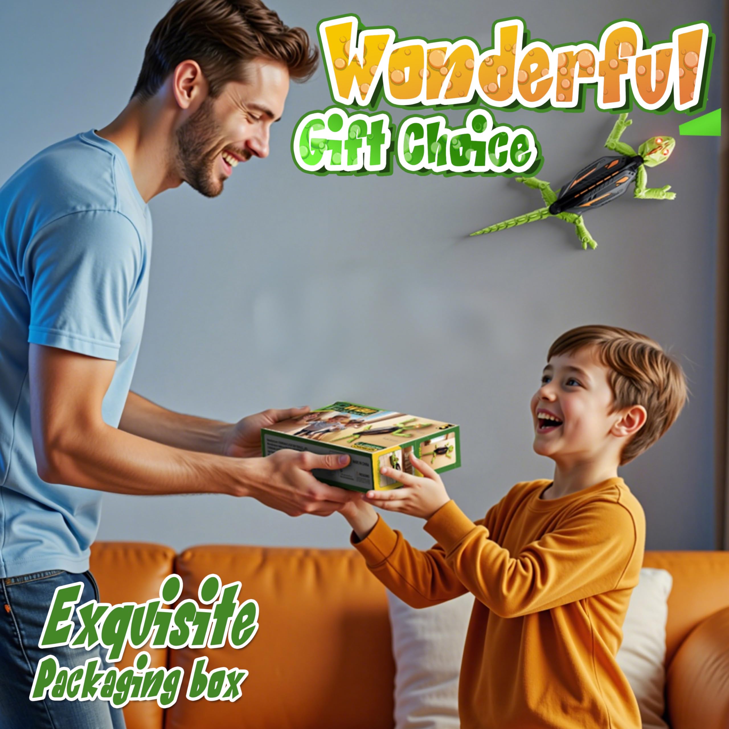 Recargable Camaleón Teledirigido, Gecko Teledirigido con Ojos LED, Lagarto Robot Juguetes, Regalos de Cumpleaños para Niños Niñas 3 4 5 6 7 8+ Años [Versión Mejorada]